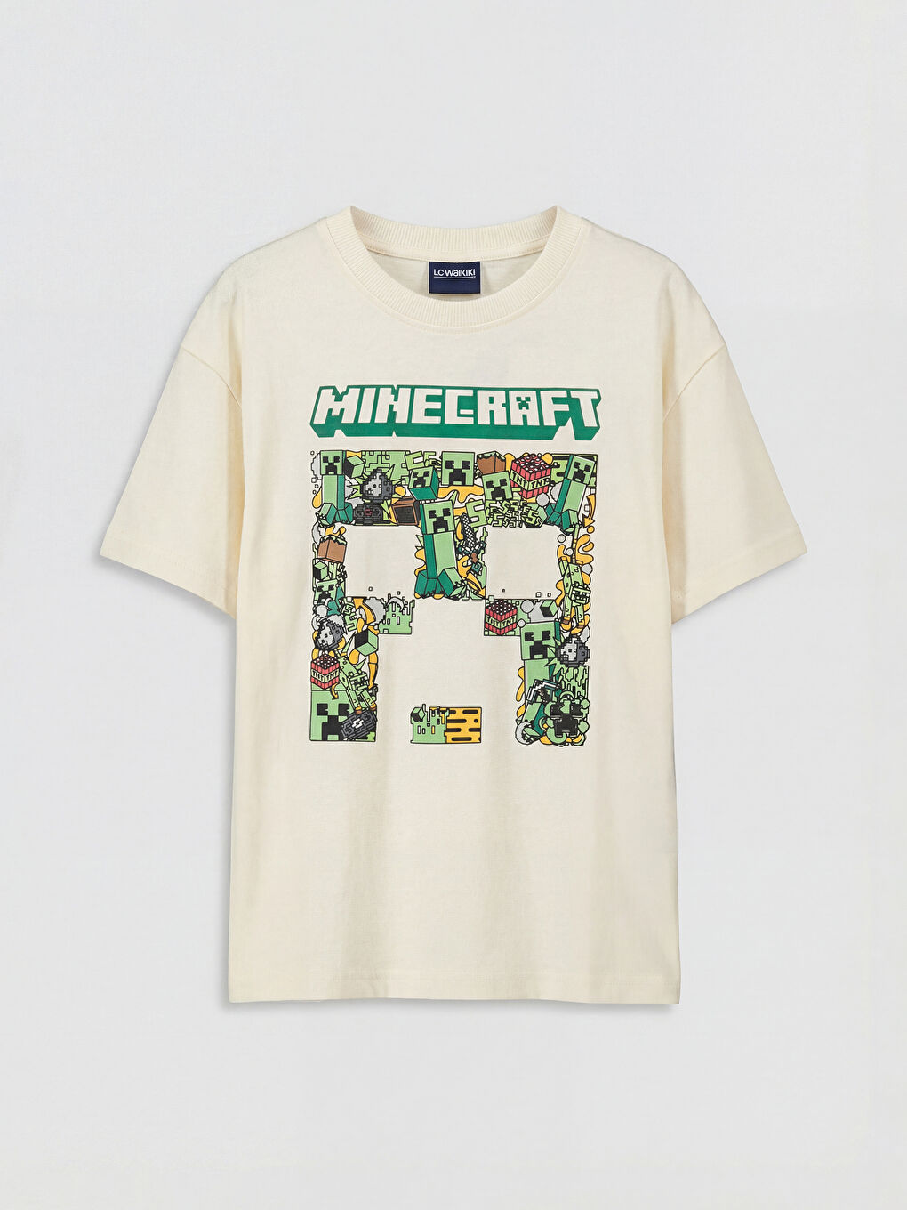 Crew Neck Minecraft Printed Boys' T-Shirt