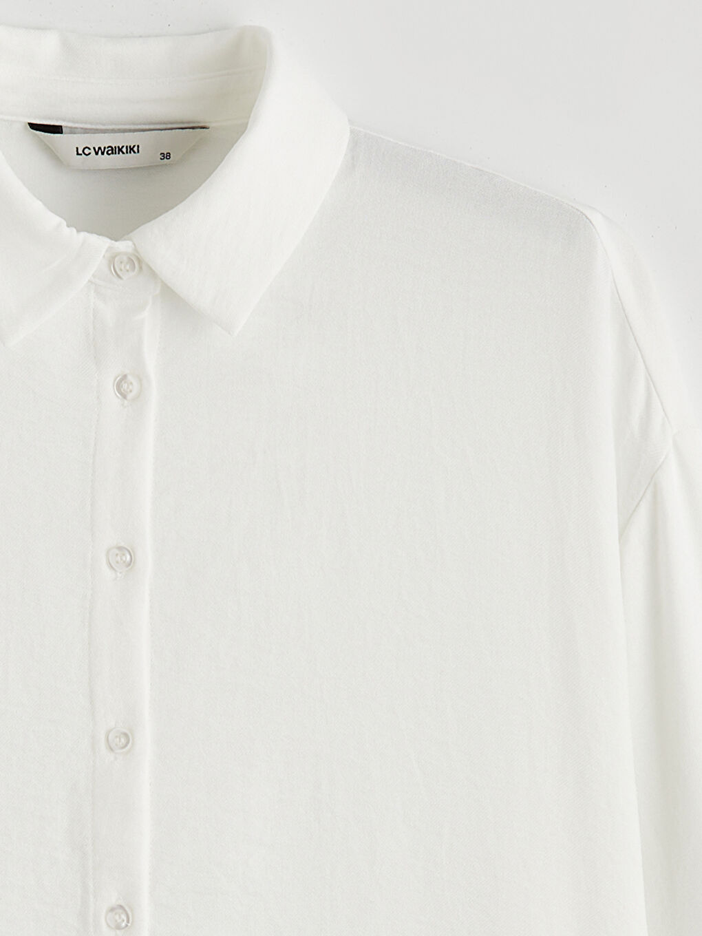 Beyaz Loose Fit Kadın Gömlek Tunik-5