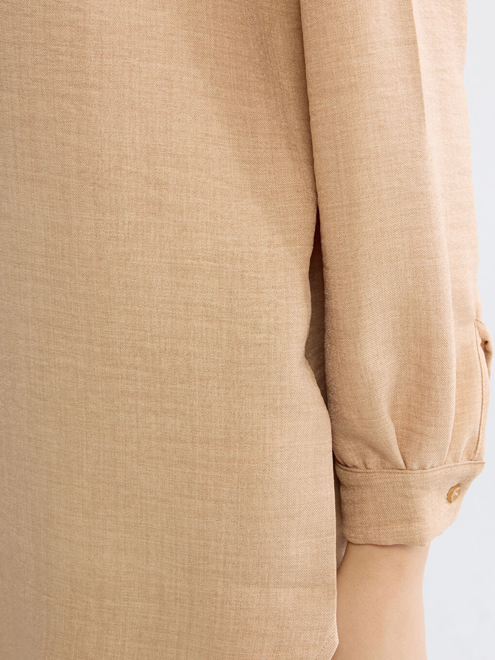 Bej Loose Fit Kadın Gömlek Tunik-2