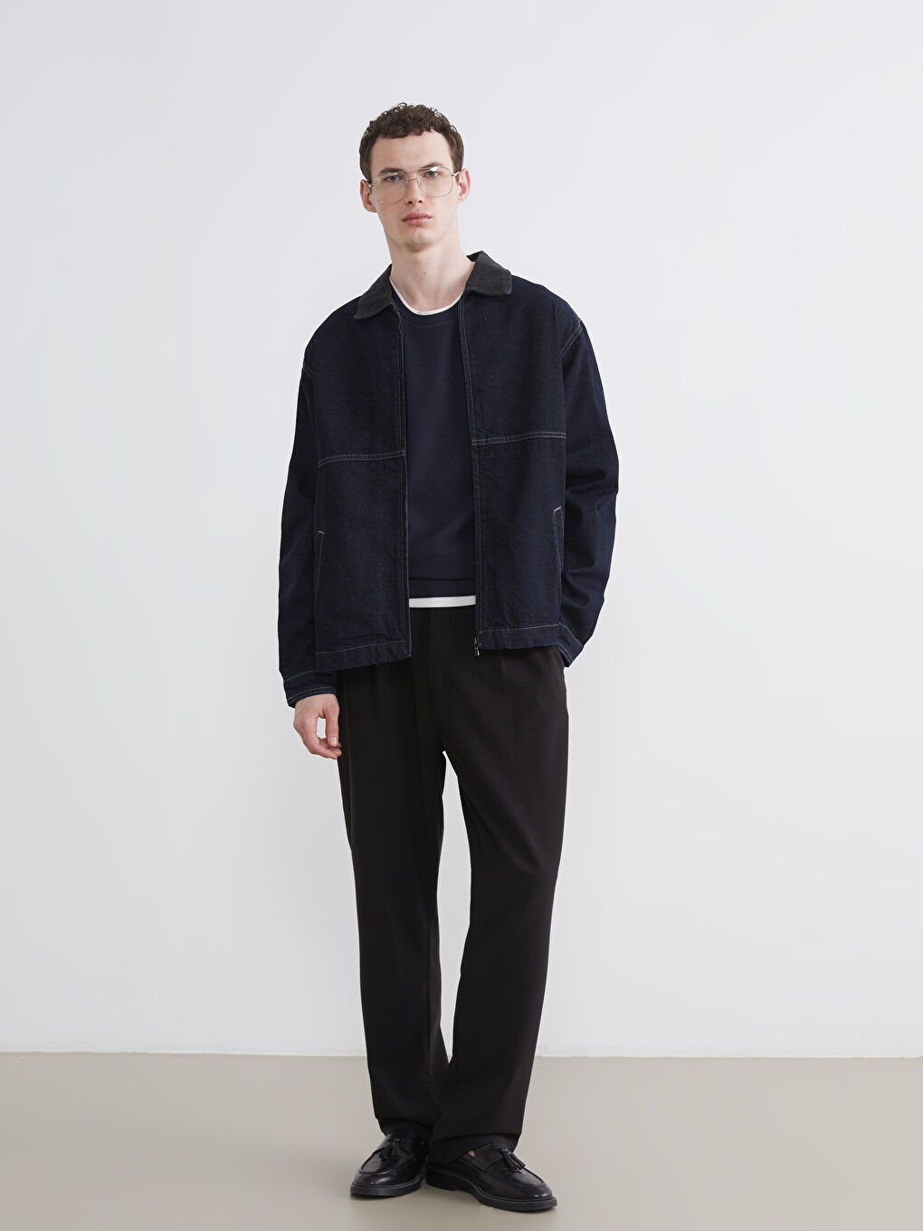 İndigo Rahat Kalıp Erkek Jean Ceket-1