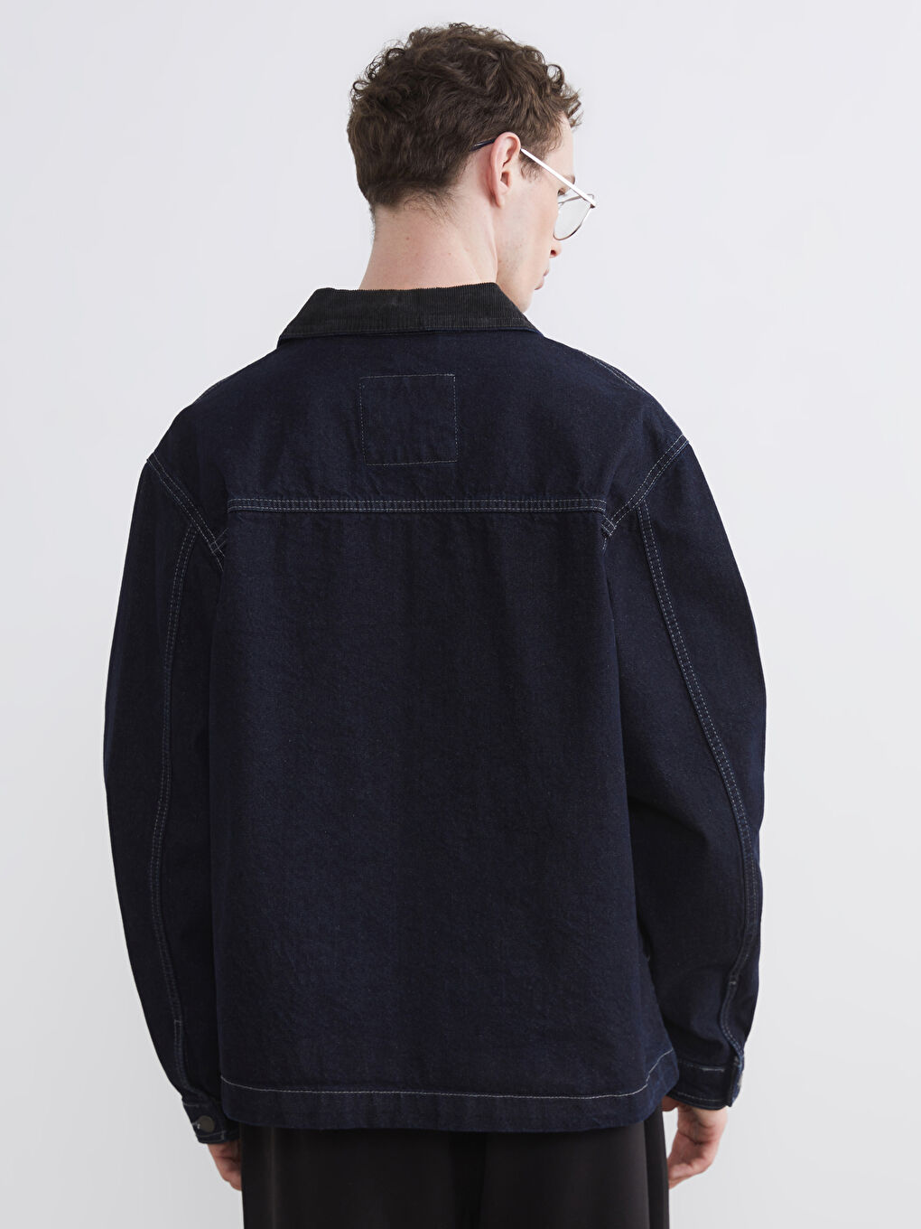 İndigo Rahat Kalıp Erkek Jean Ceket-3