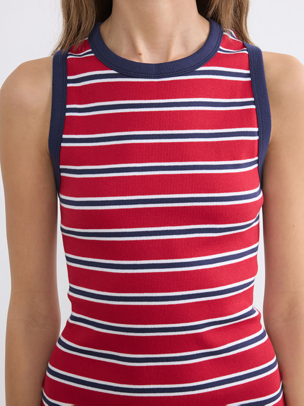 Robe Rayée à Col Rond-2