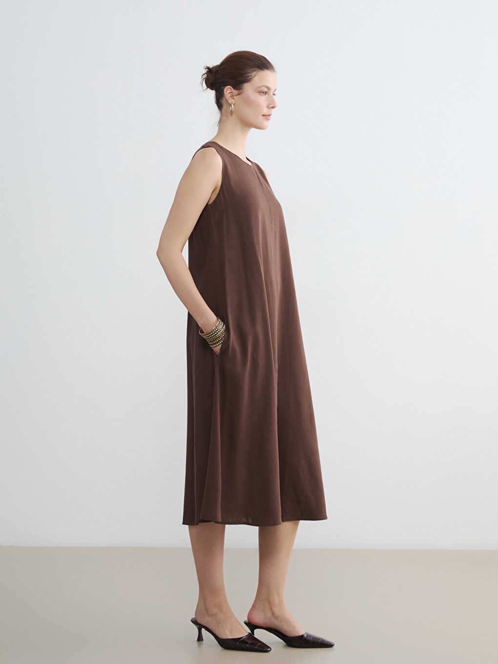 Linen Blend A Form Dress