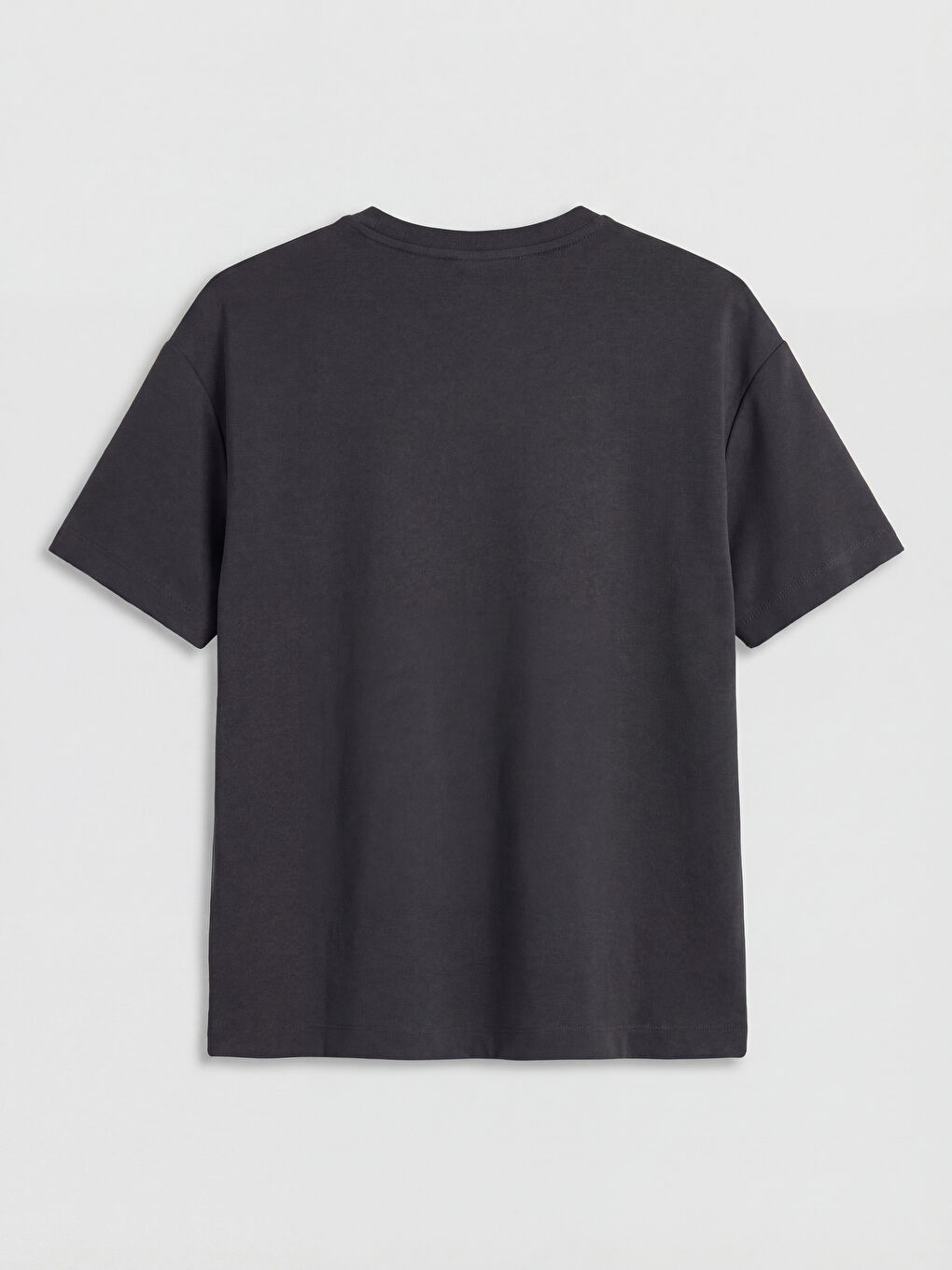 Antrasit Bisiklet Yaka Taşlı Kadın Tişört	-1