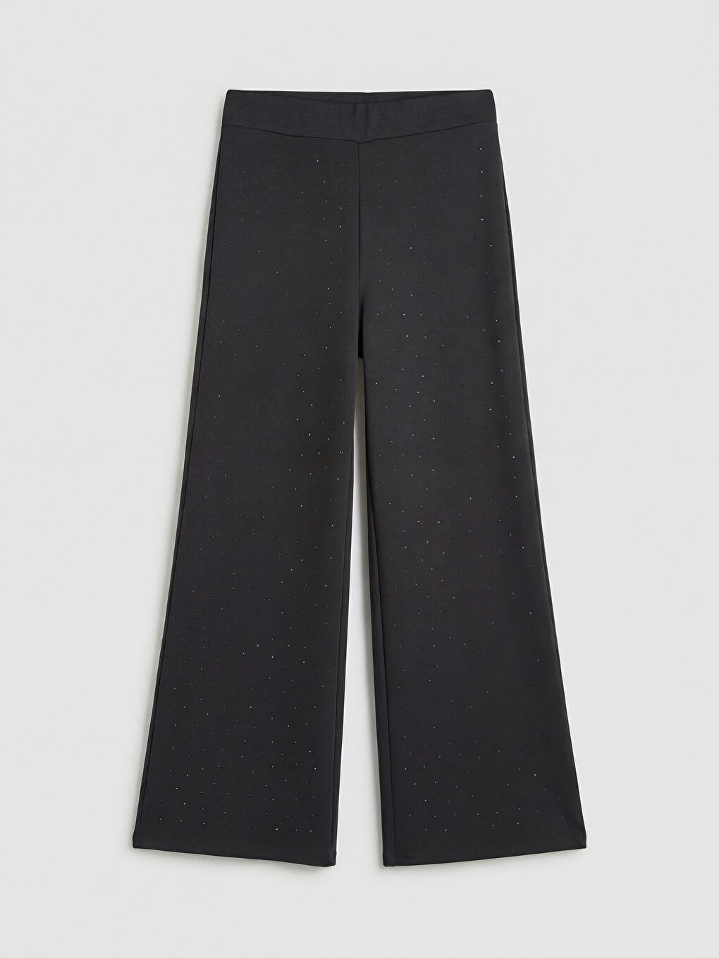 Antrasit Beli Lastikli Taşlı Kadın Eşofman Altı	