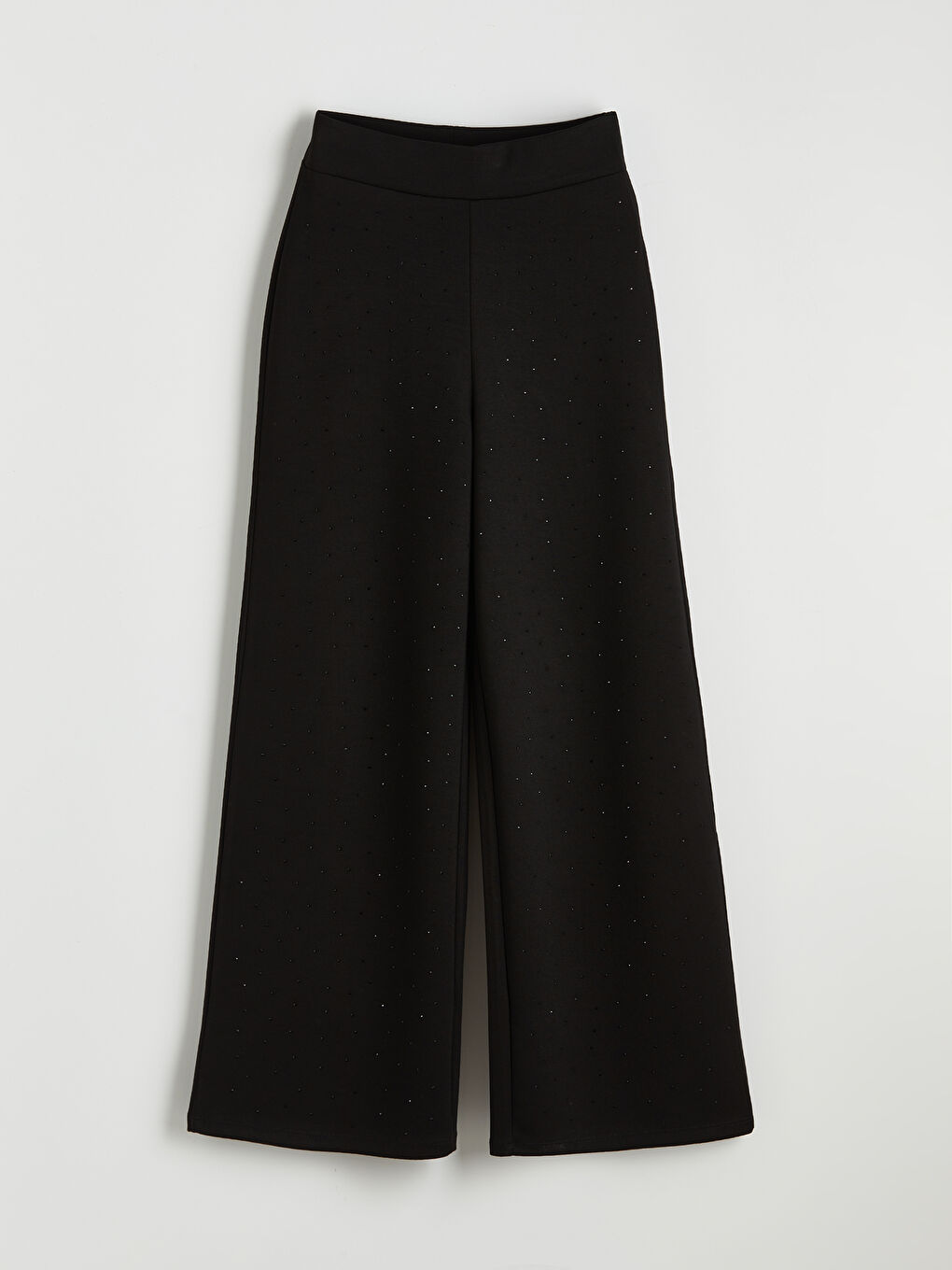 Siyah Beli Lastikli Geniş Paça Kadın Eşofman Altı