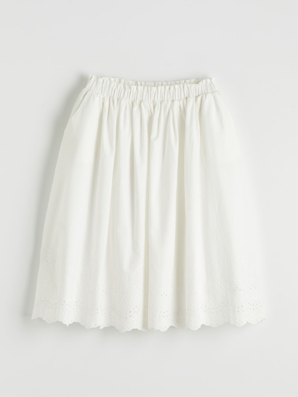Ekru Kız Çocuk Nakışlı Etek-1