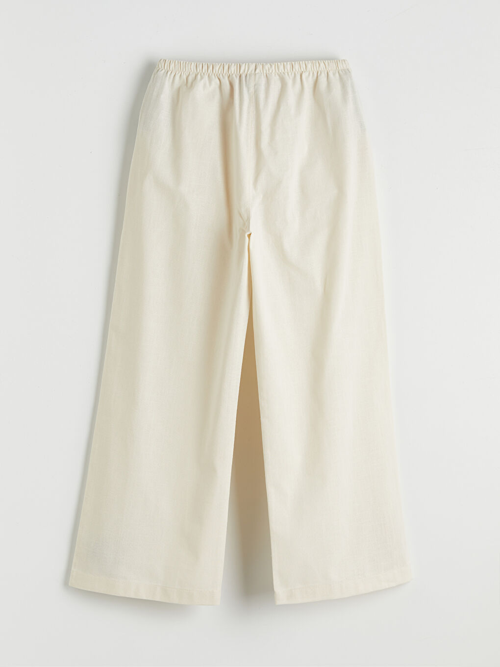 Bej Beli Lastikli Kız Çocuk Poplin Pantolon-1