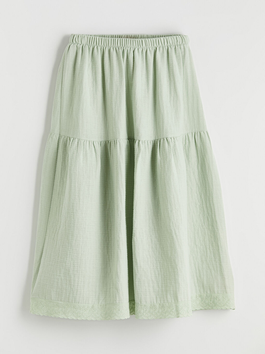 Yeşil Beli Lastikli Kız Çocuk Etek