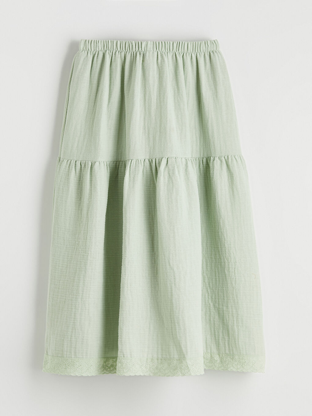 Yeşil Beli Lastikli Kız Çocuk Etek-2