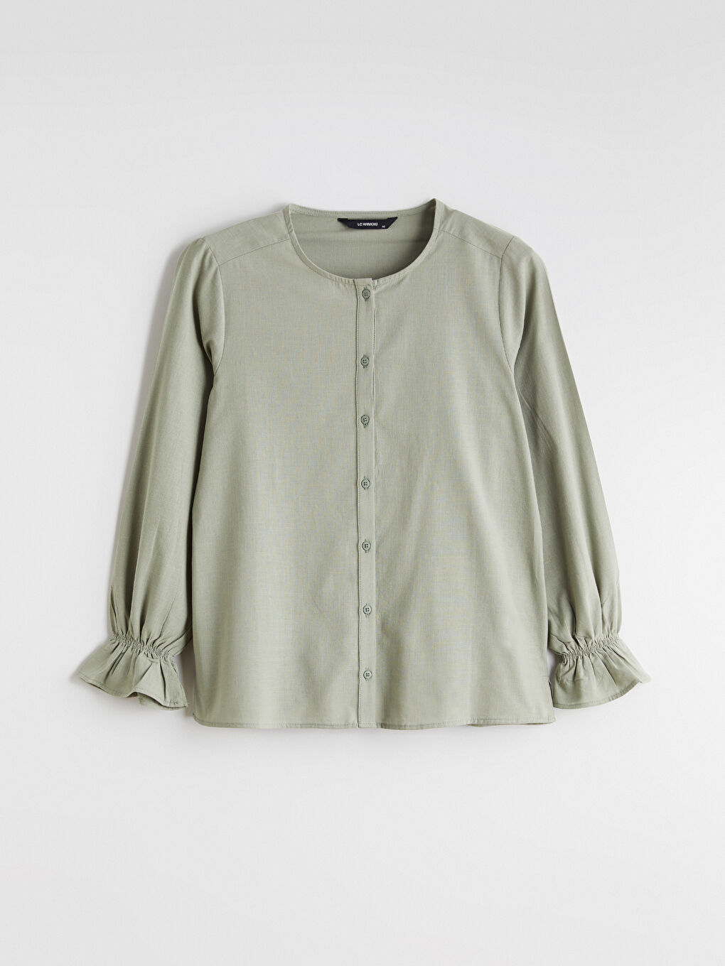 Yeşil Bisiklet Yaka Kadın Gömlek-4