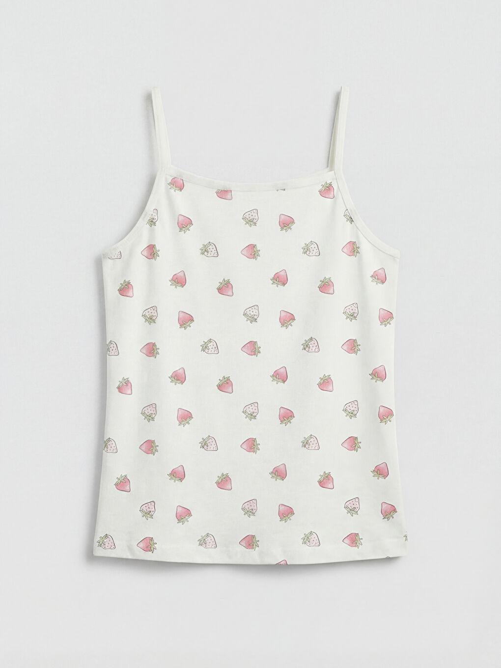 Beyaz Baskılı Kız Çocuk İp Askılı Atlet-1