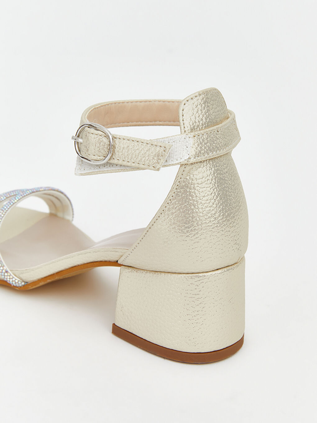 Sarı Parlak Taşlı Kız Çocuk Topuklu Ayakkabı-4