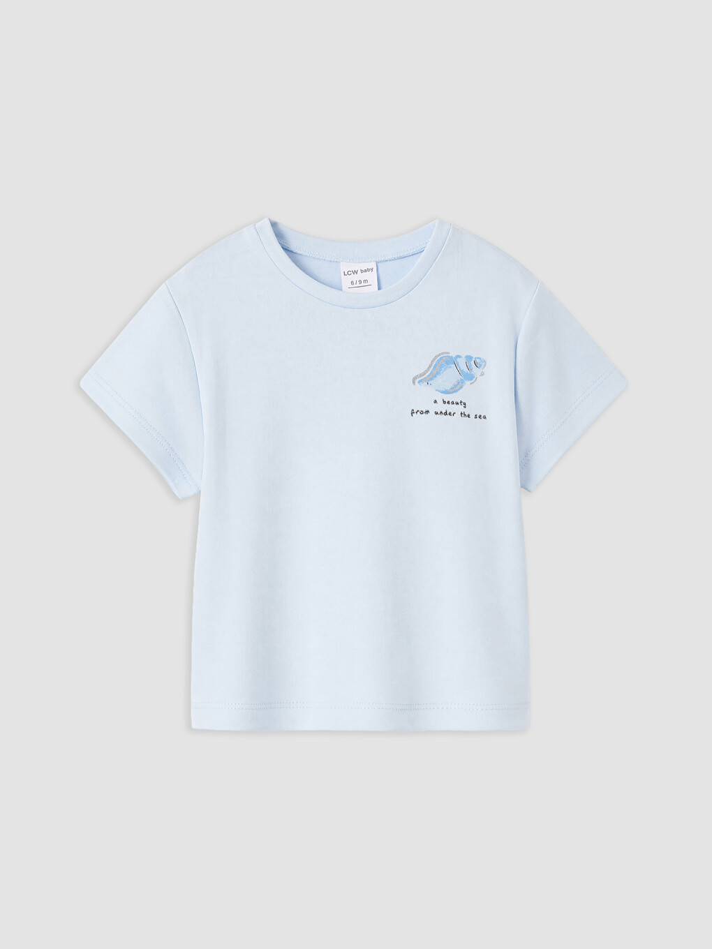 Mavi Deniz Kabuğu Baskılı Kız Bebek Pijama Takımı-1