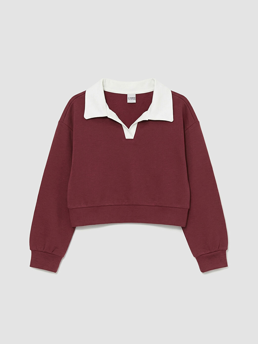 Mürdüm Polo Yaka Kız Çocuk Sweatshirt ve Tayt-1