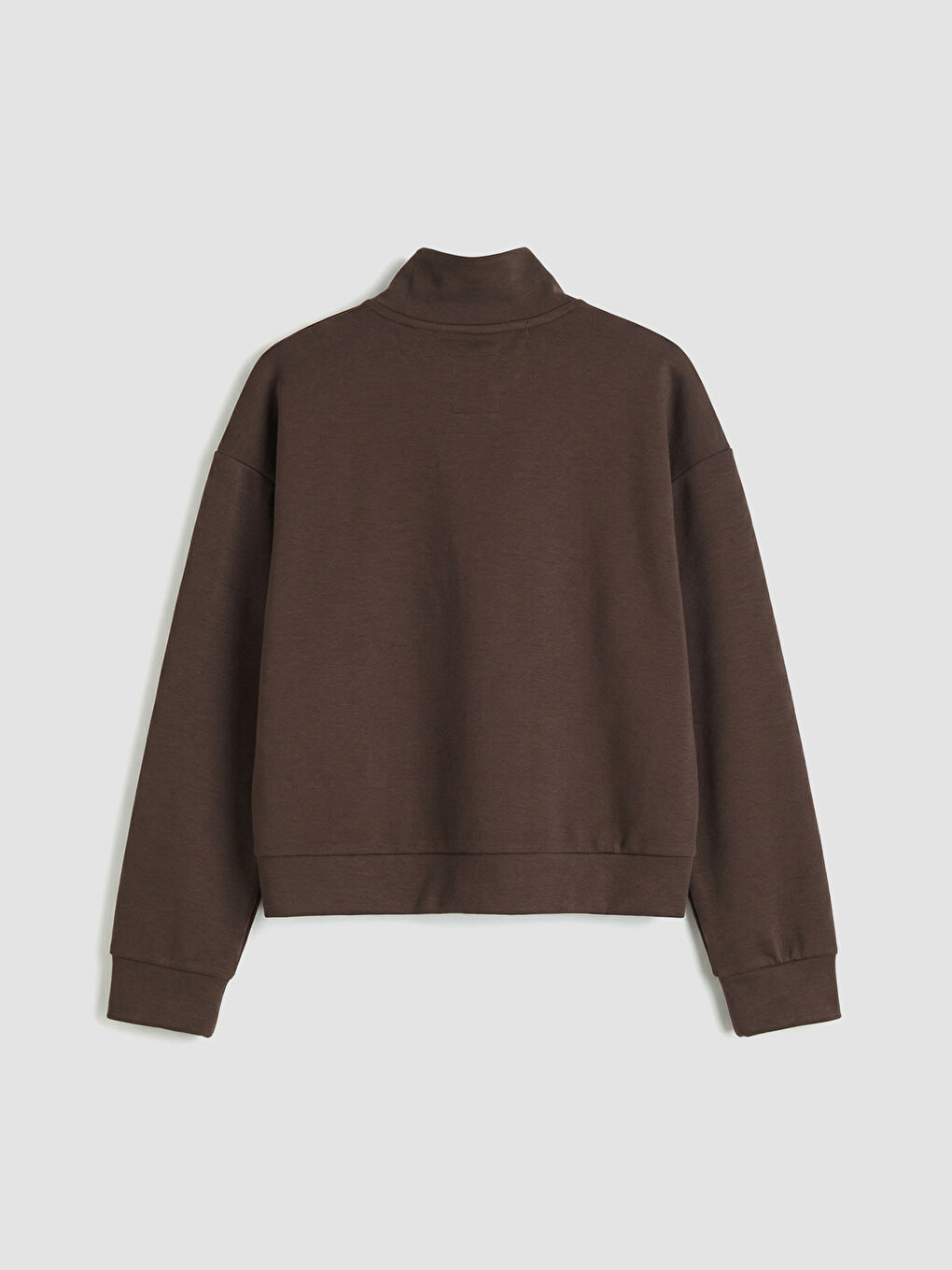 Kahverengi Fermuarlı Dik Yaka Kız Çocuk Soft Touch Sweatshirt-1