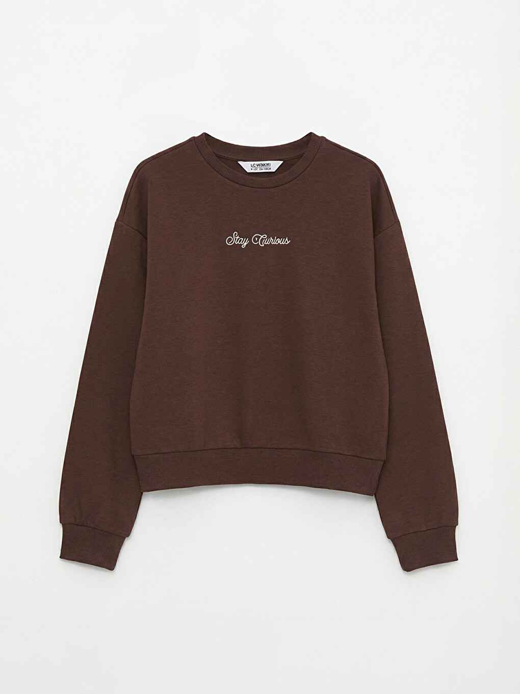 Kahverengi Baskılı Kız Çocuk Soft Touch Sweatshirt