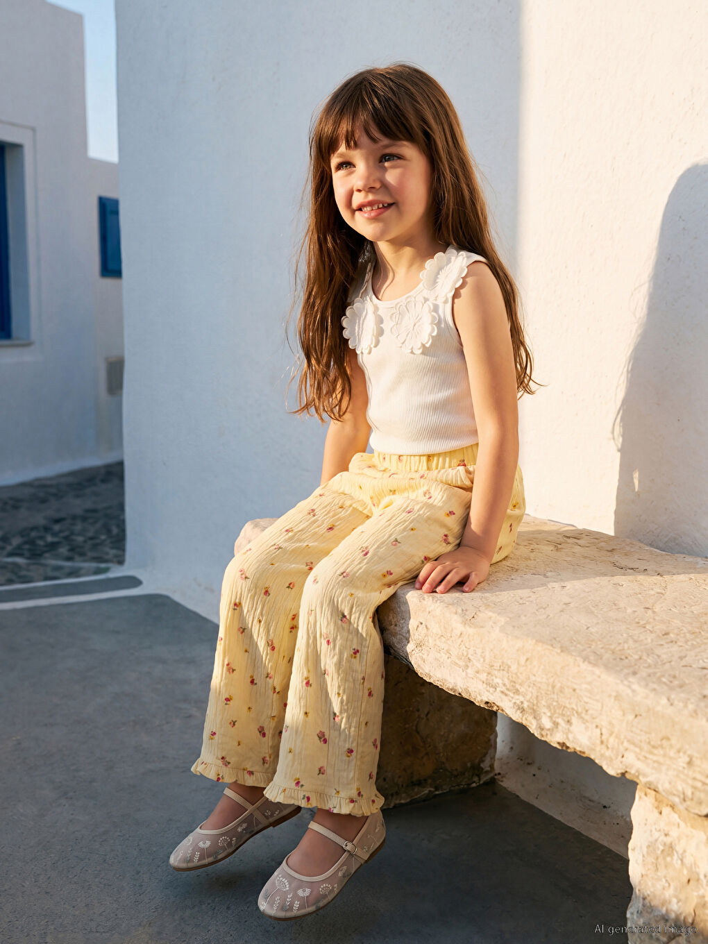 Floral Girls' Poplin Trousers