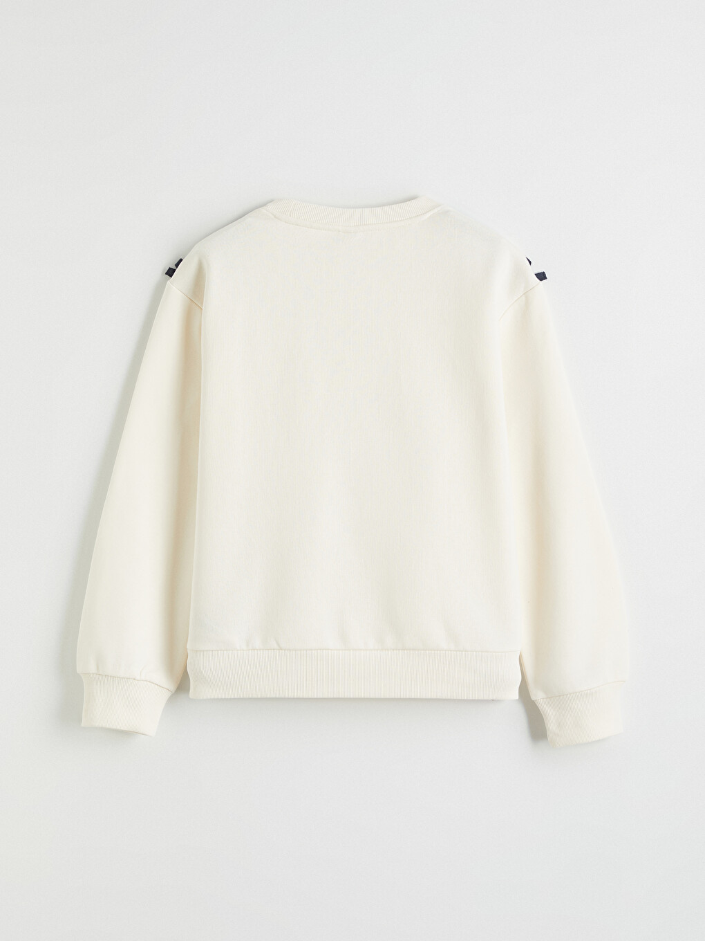 Ekru Fiyonk Detaylı Bisiklet Yaka Kız Çocuk Sweatshirt-1