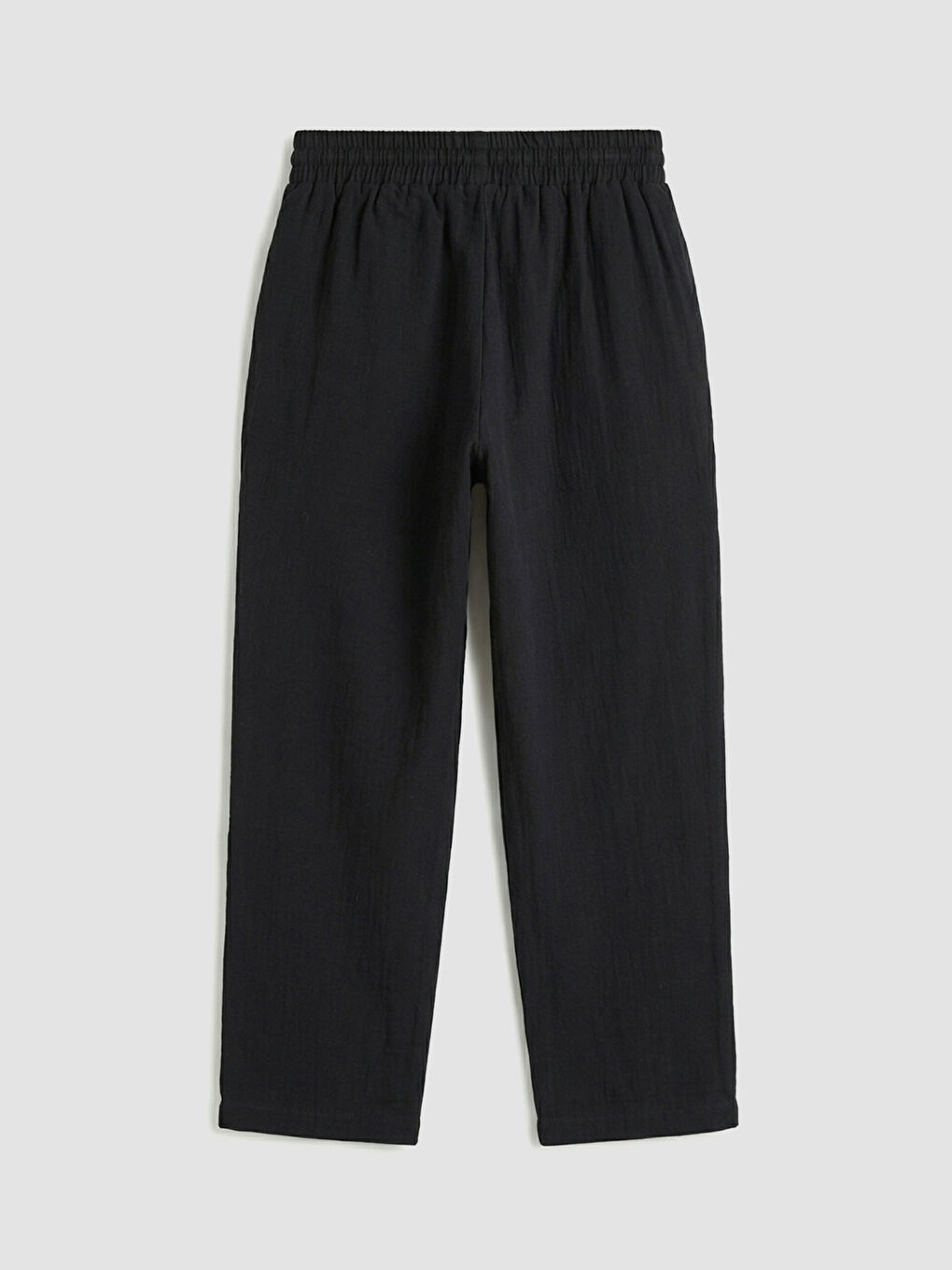 Siyah Havuç Kesim Dokulu Kadın Müslin Pantolon-1