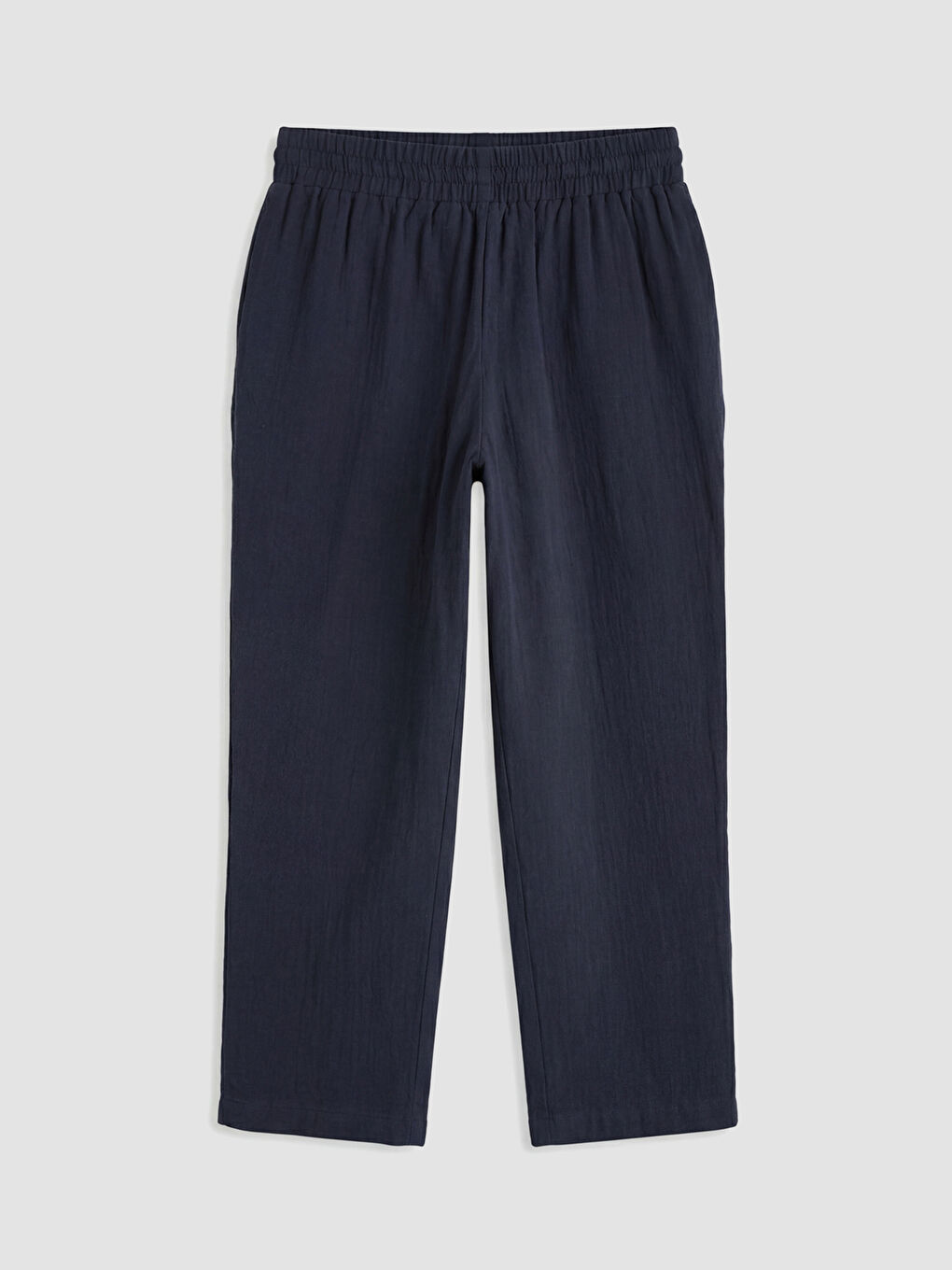 Lacivert Havuç Kesim Dokulu Kadın Müslin Pantolon-5