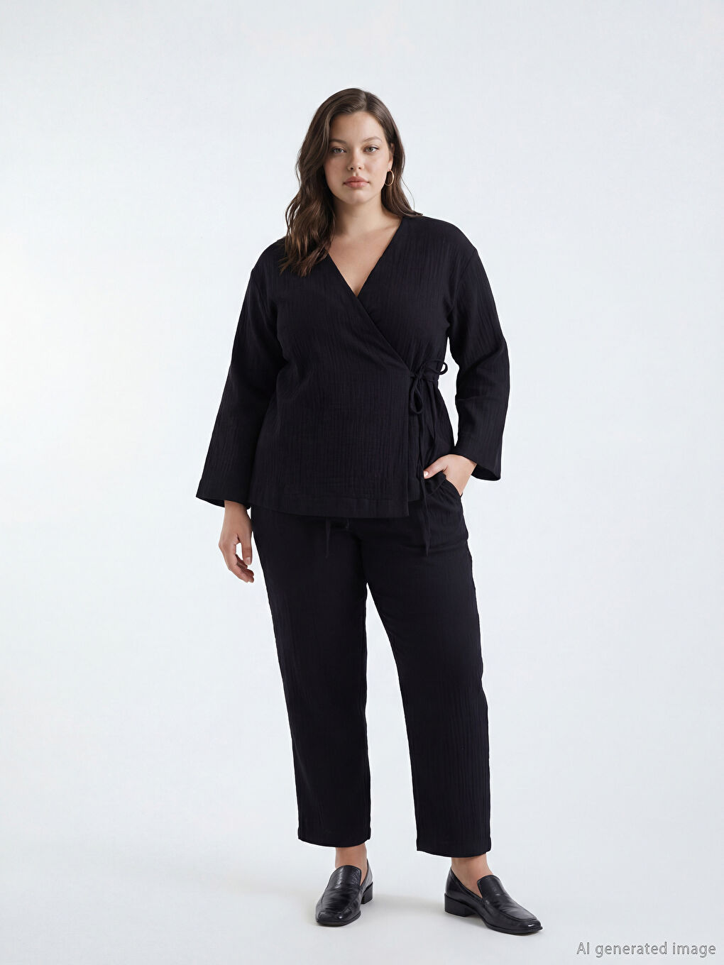 Carrot Fit Textured Women's Muslin Trousers-1