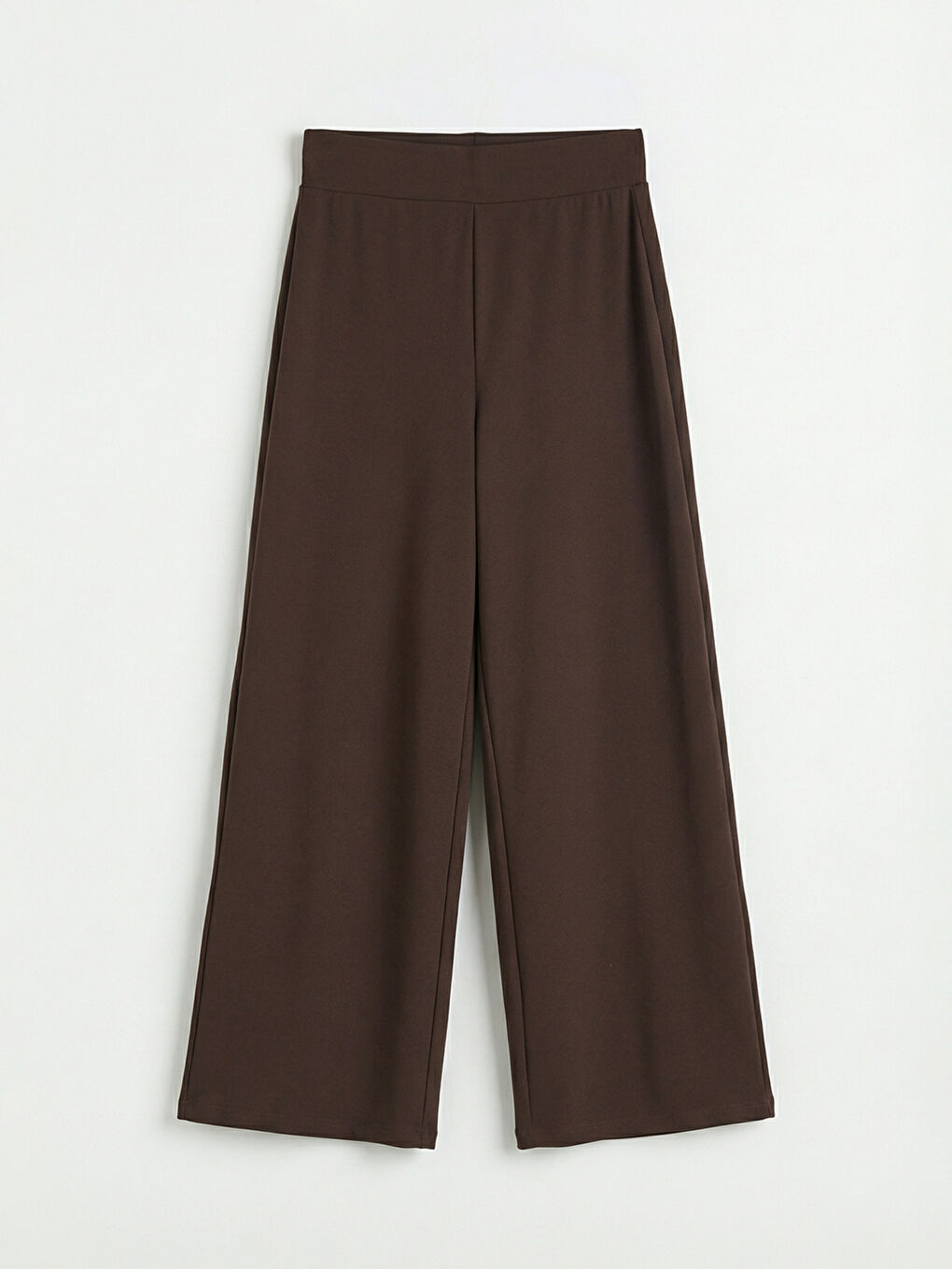 Kahverengi Beli Lastikli Geniş Paça Kadın Pantolon