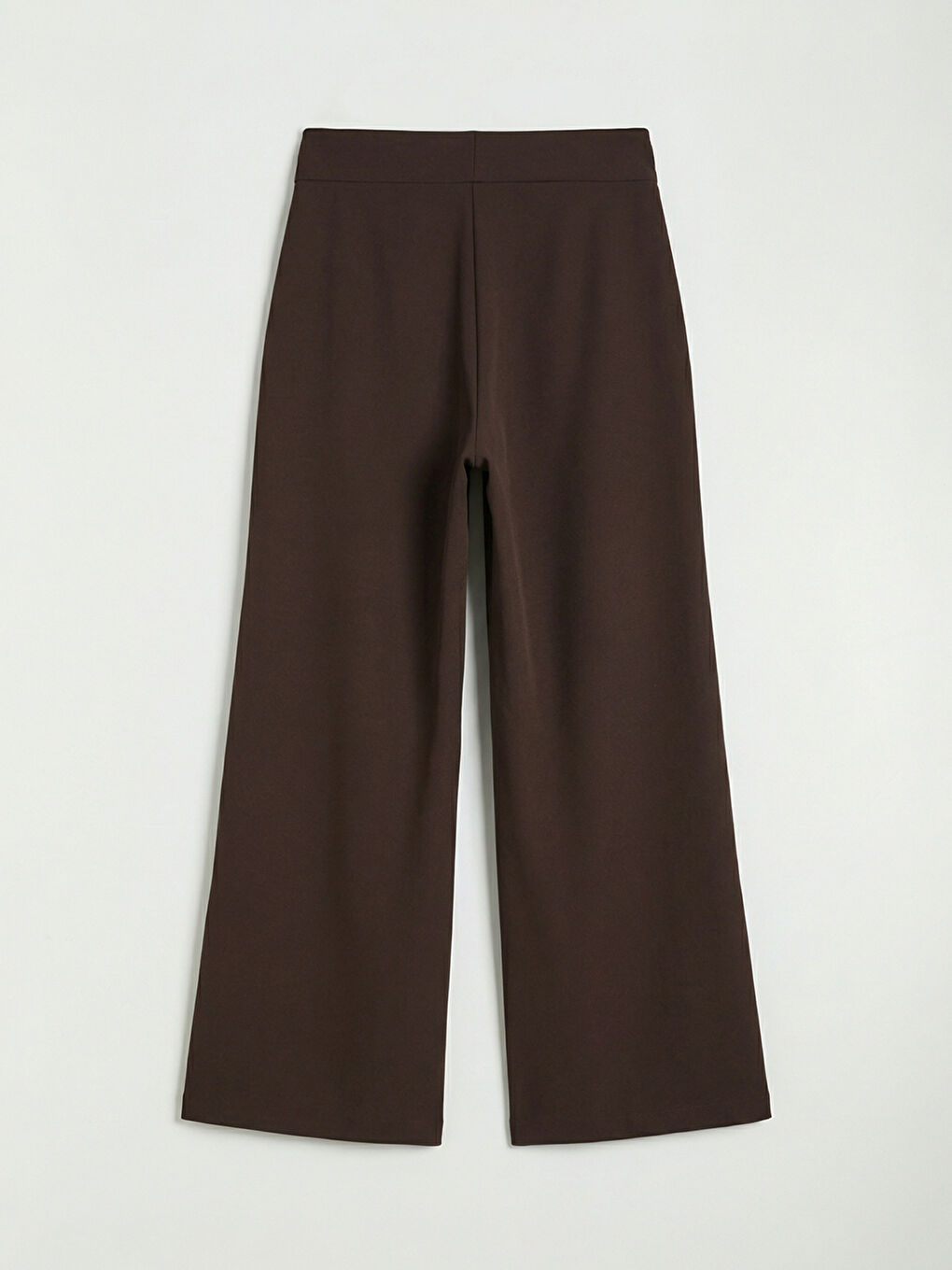 Kahverengi Beli Lastikli Geniş Paça Kadın Pantolon-1