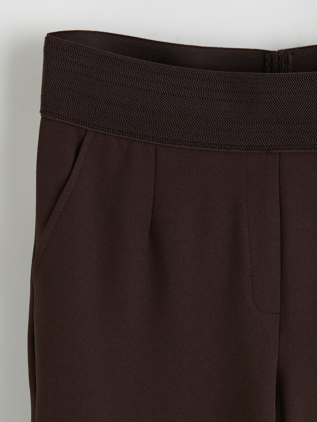 Kahverengi Beli Lastikli Krep Kadın Pantolon	-1