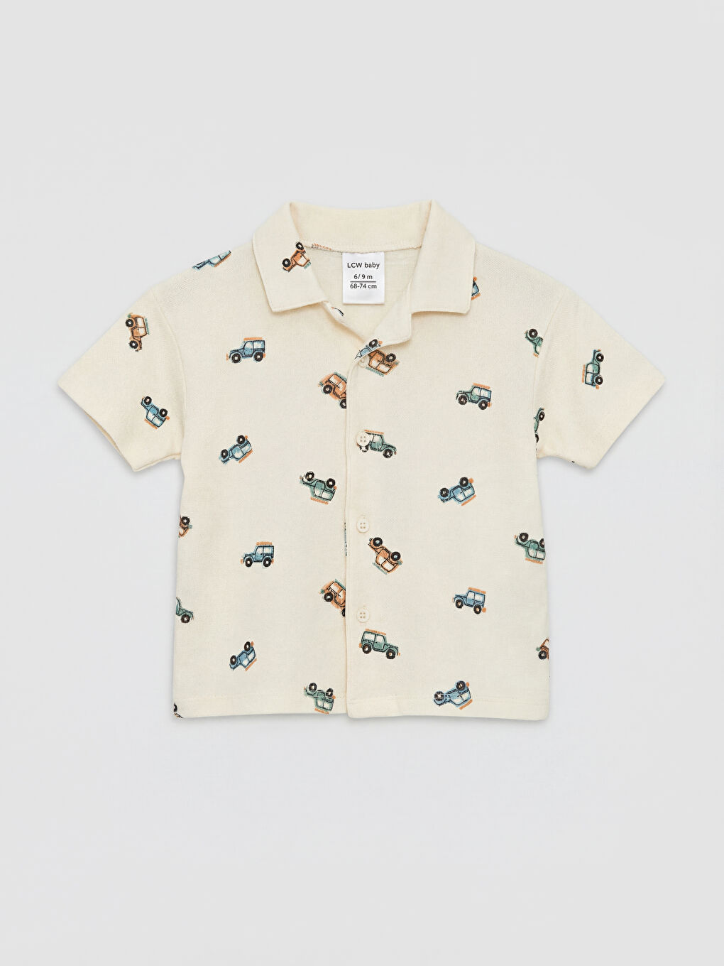 Ekru Araba Desenli Erkek Bebek Takım-1