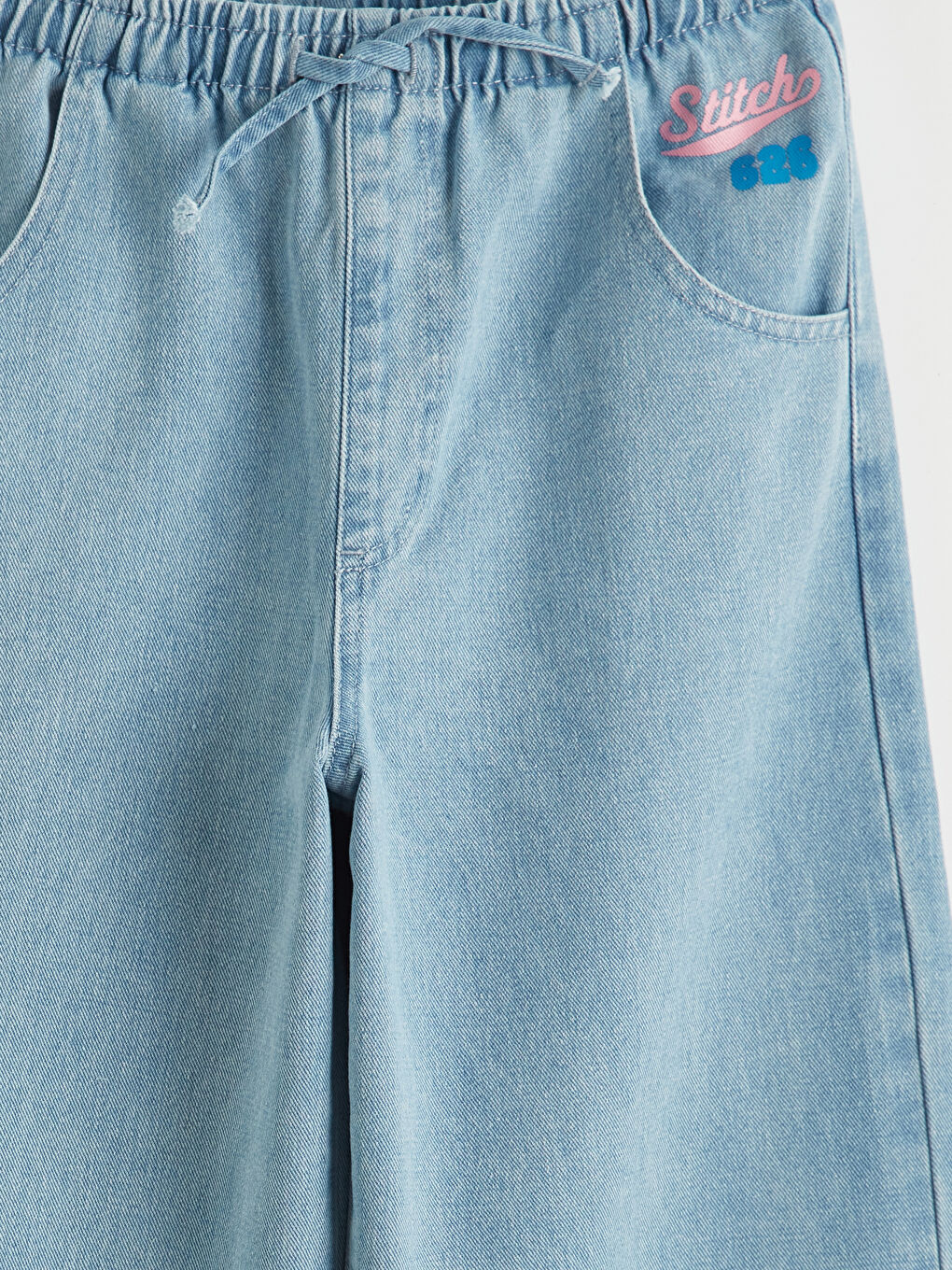 Τζιν πλατύ παντελόνι Stitch με στάμπα για κορίτσια-2