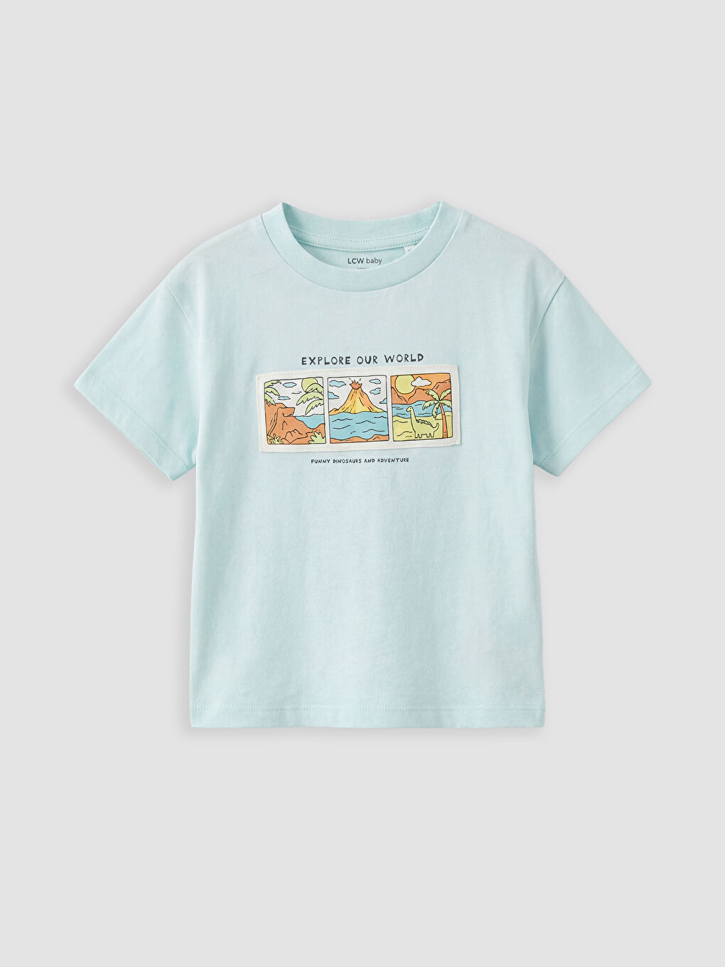 Mavi Baskılı Erkek Bebek Tişört ve Şort Takım-1