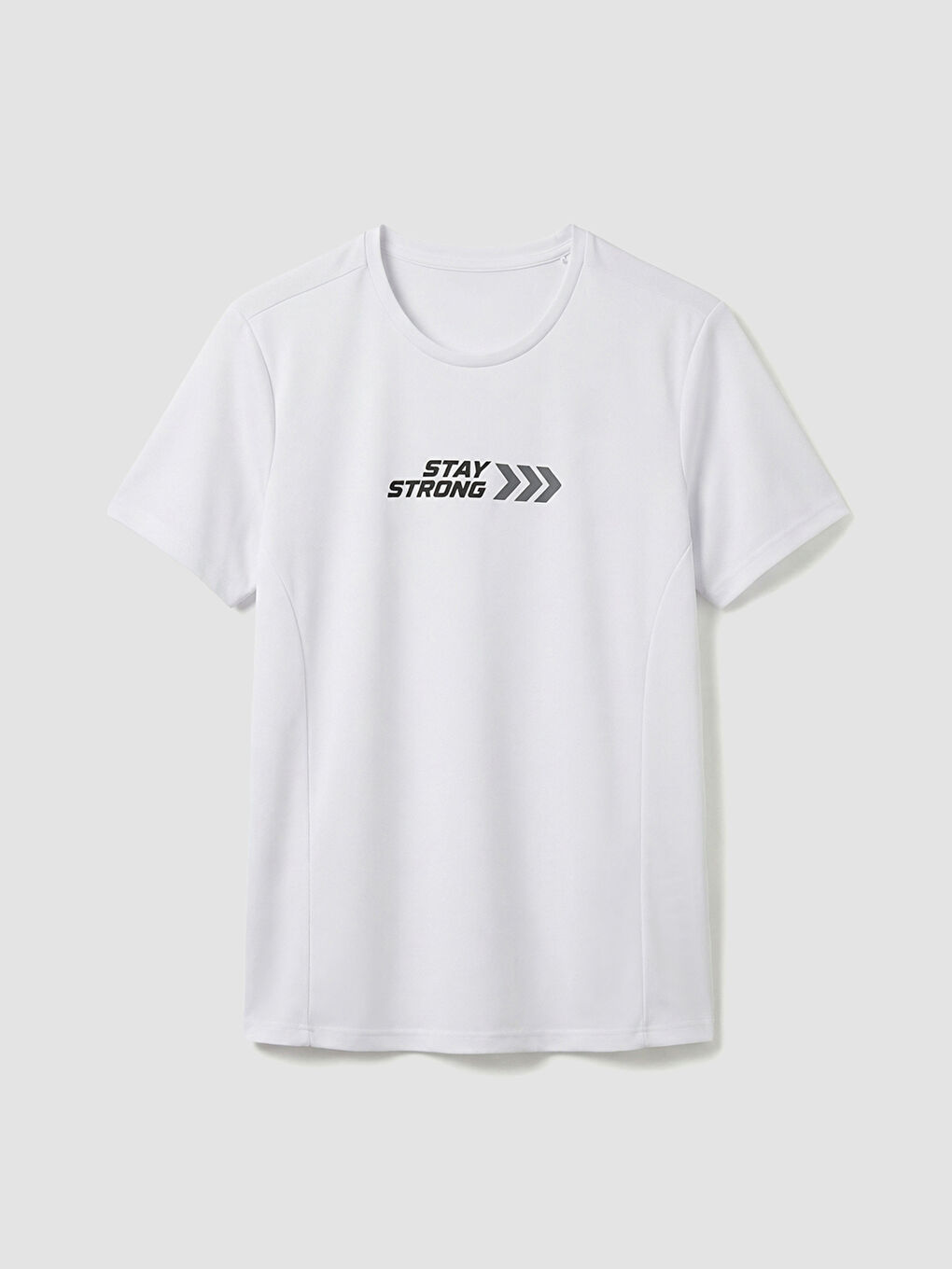 Beyaz Bisiklet Yaka Baskılı Erkek Spor Tişört-4