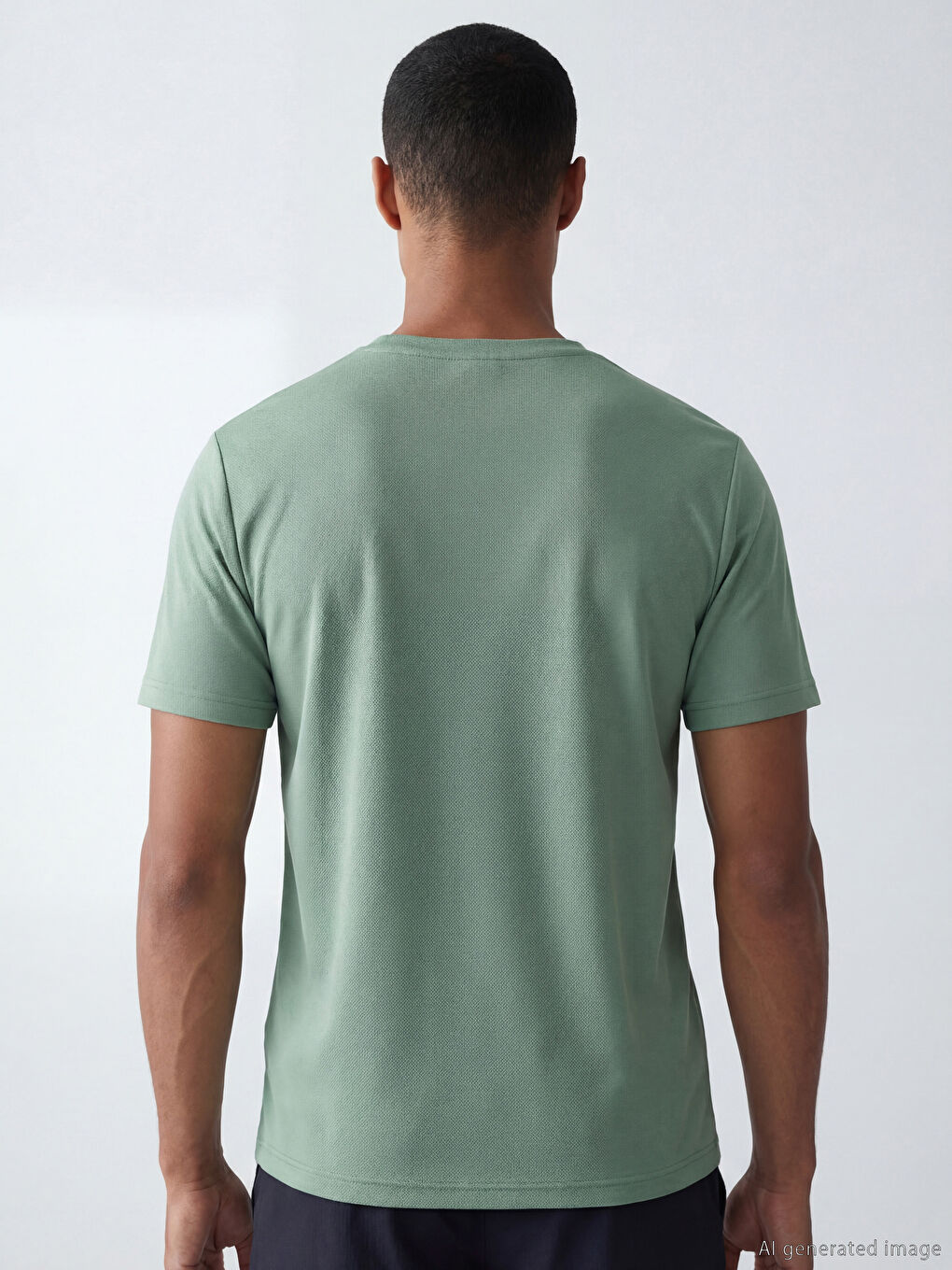 Yeşil Bisiklet Yaka Baskılı Erkek Spor Tişört-3