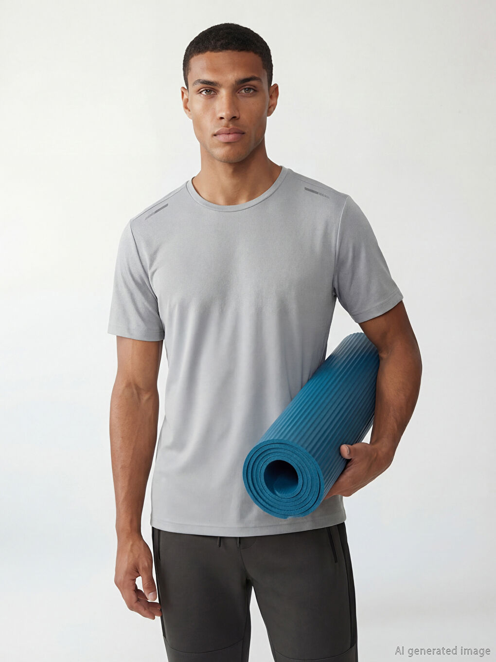 Gri Bisiklet Yaka Erkek Spor Tişört