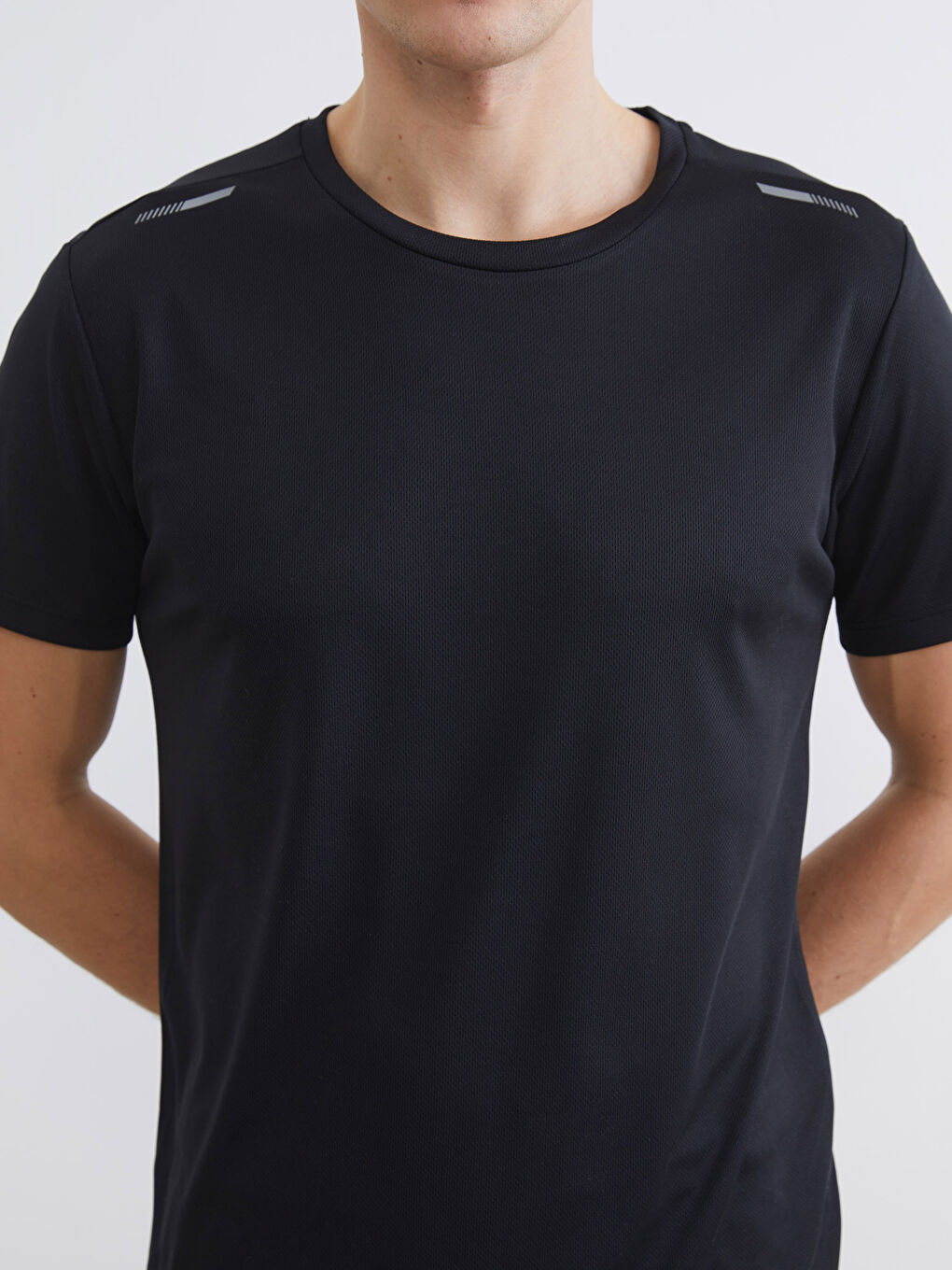 Siyah Bisiklet Yaka Erkek Spor Tişört-2