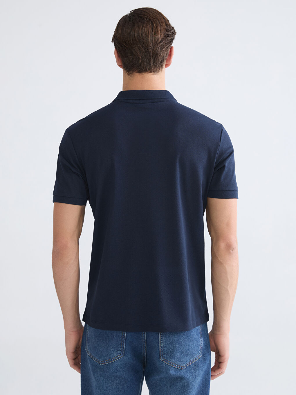 Lacivert Polo Yaka  Pike Erkek Tişört-3