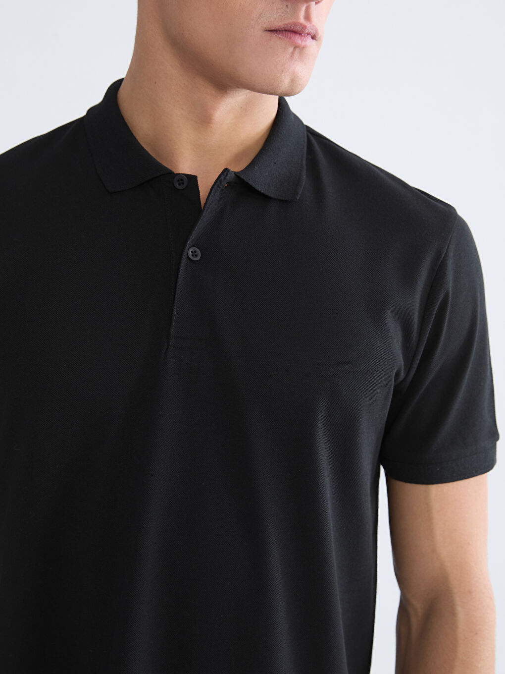 Siyah Polo Yaka  Pike Erkek Tişört-2