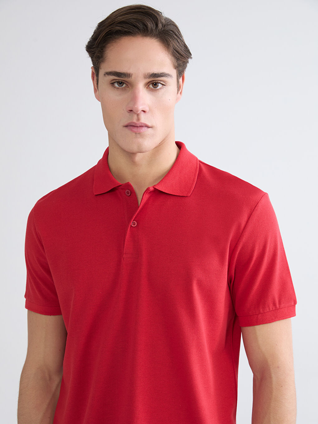 Kırmızı Polo Yaka  Pike Erkek Tişört-2