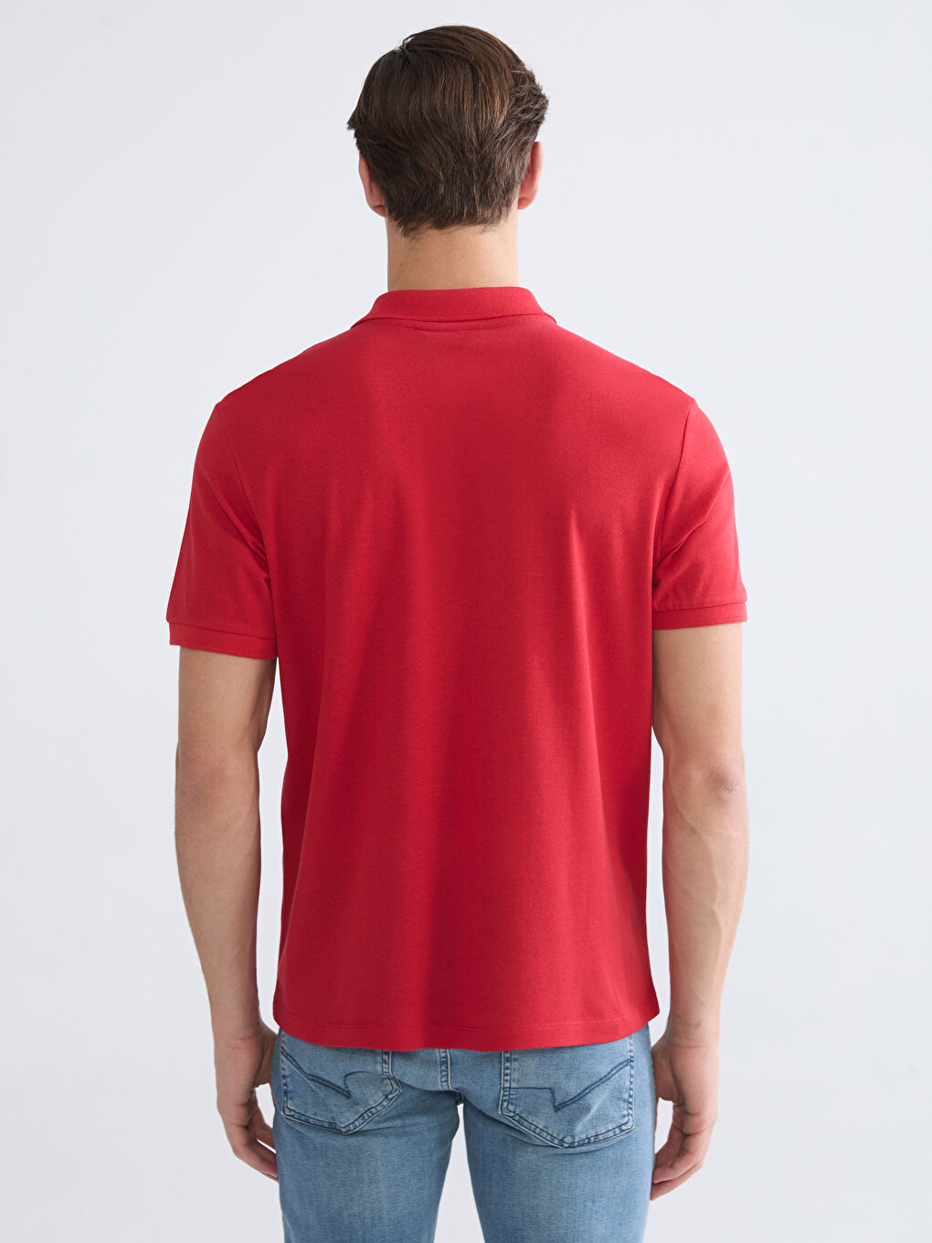 Kırmızı Polo Yaka  Pike Erkek Tişört-3