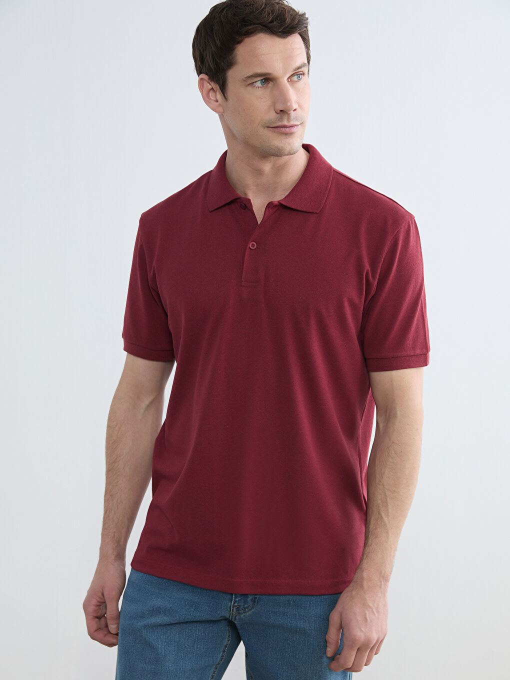 Bordo Polo Yaka Pike Erkek Tişört