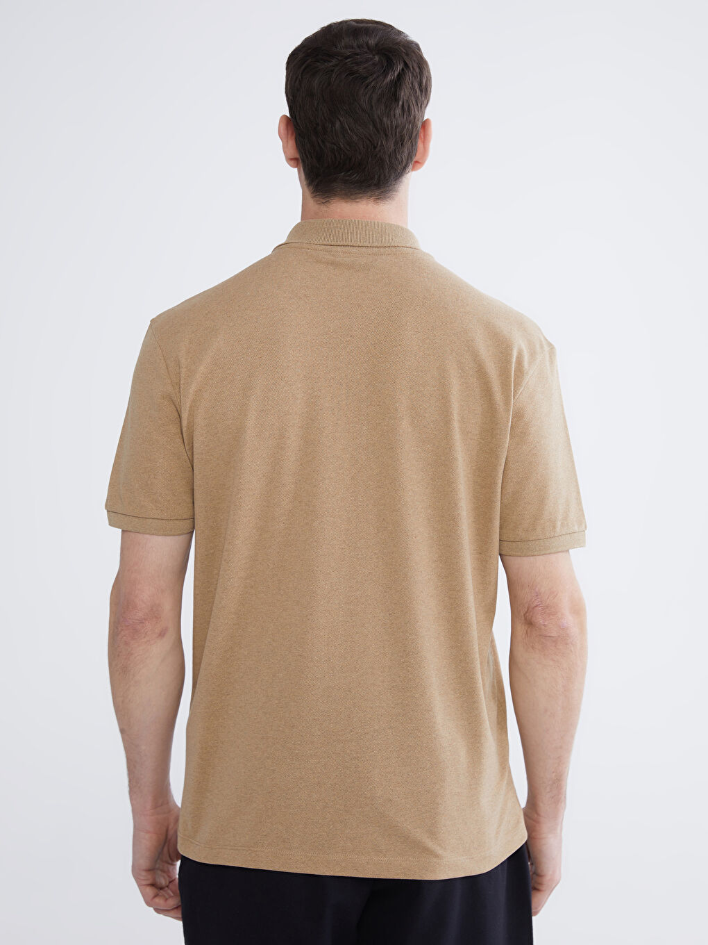 Bej Polo Yaka Pike Erkek Tişört-3