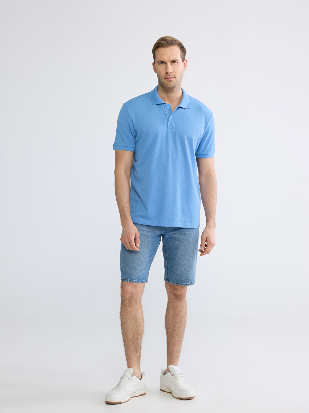 Mavi Polo Yaka Pike Erkek Tişört-1