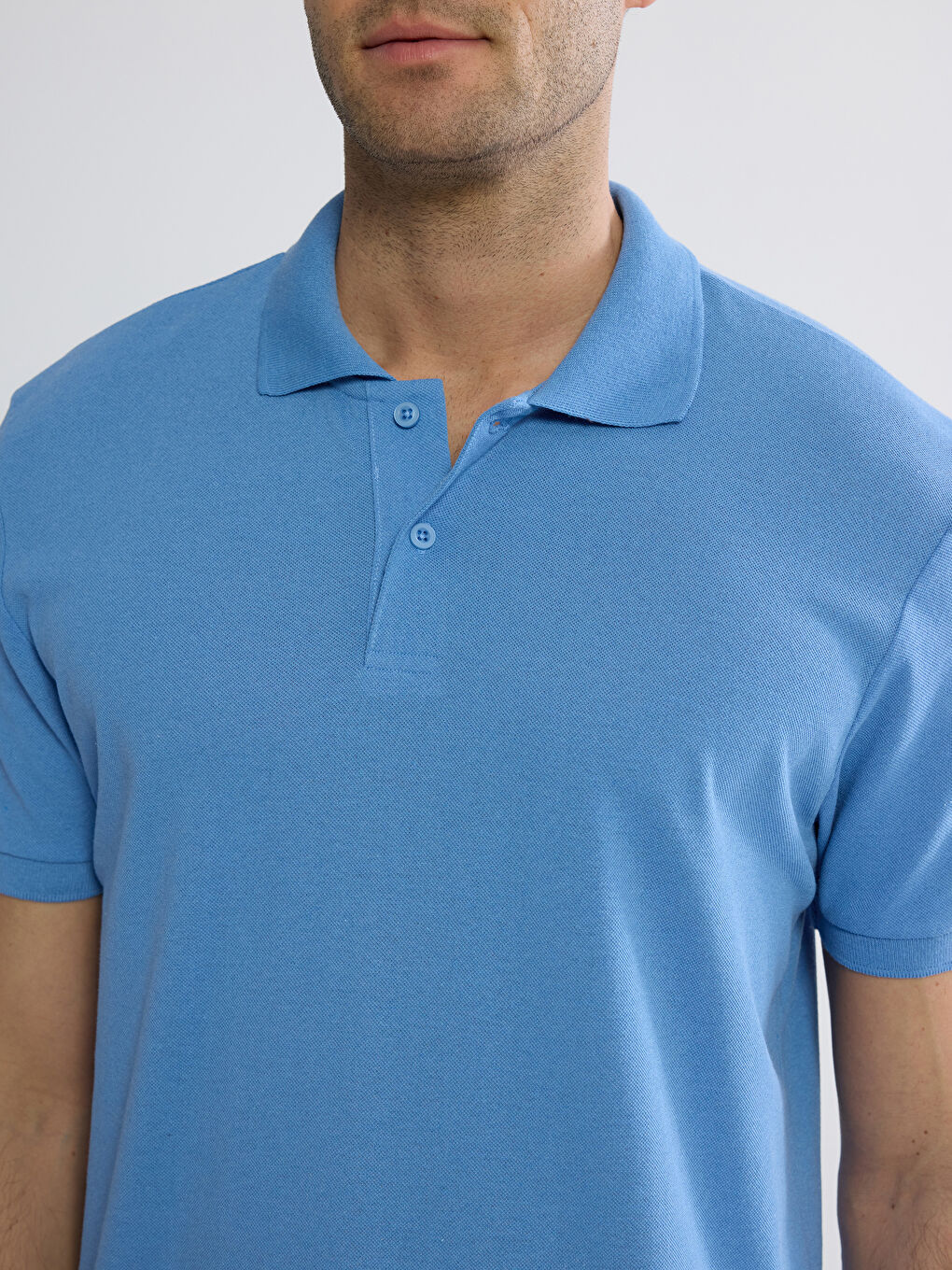 Mavi Polo Yaka Pike Erkek Tişört-2