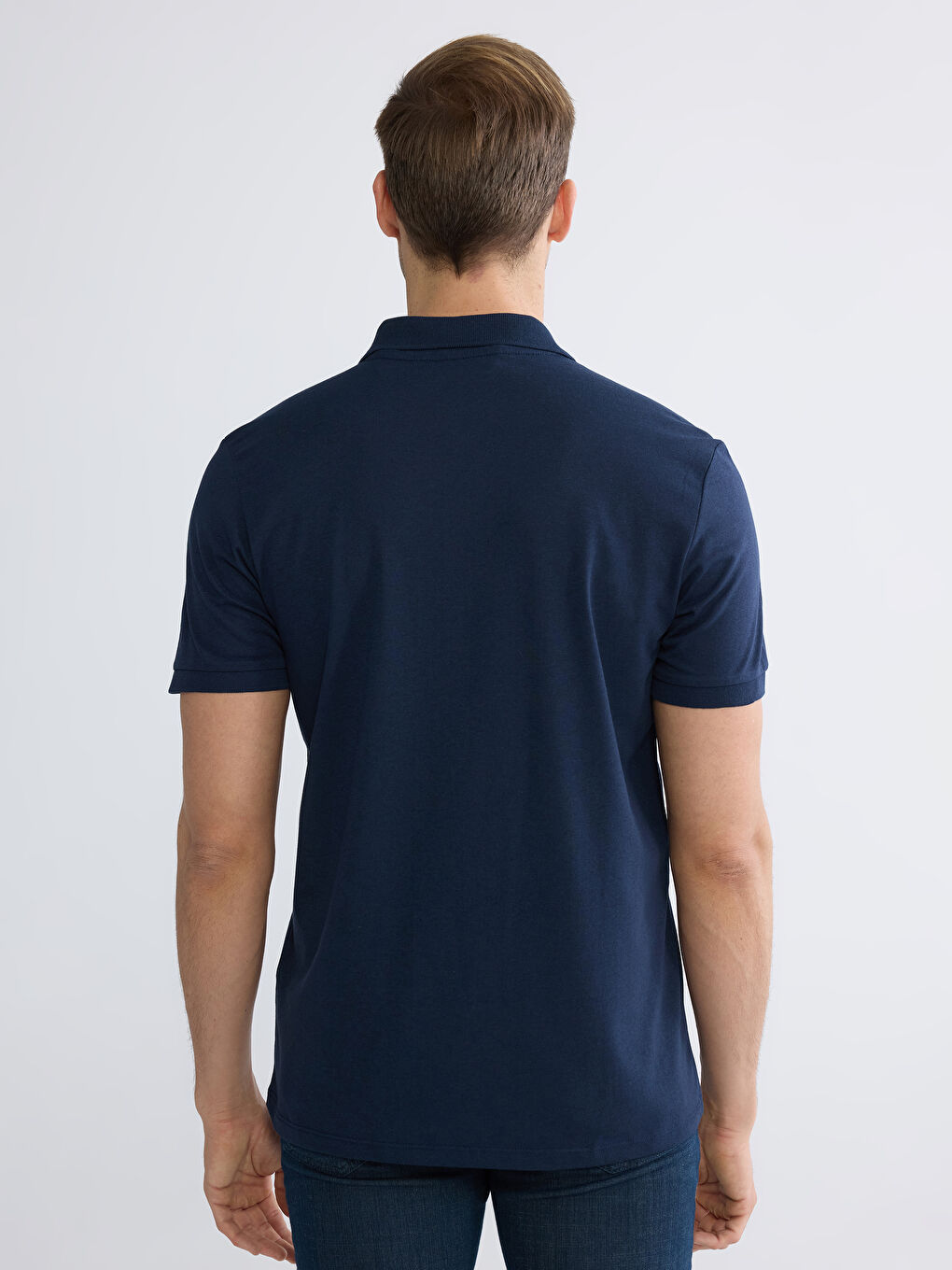 Lacivert Polo Yaka Penye Erkek Tişört-3