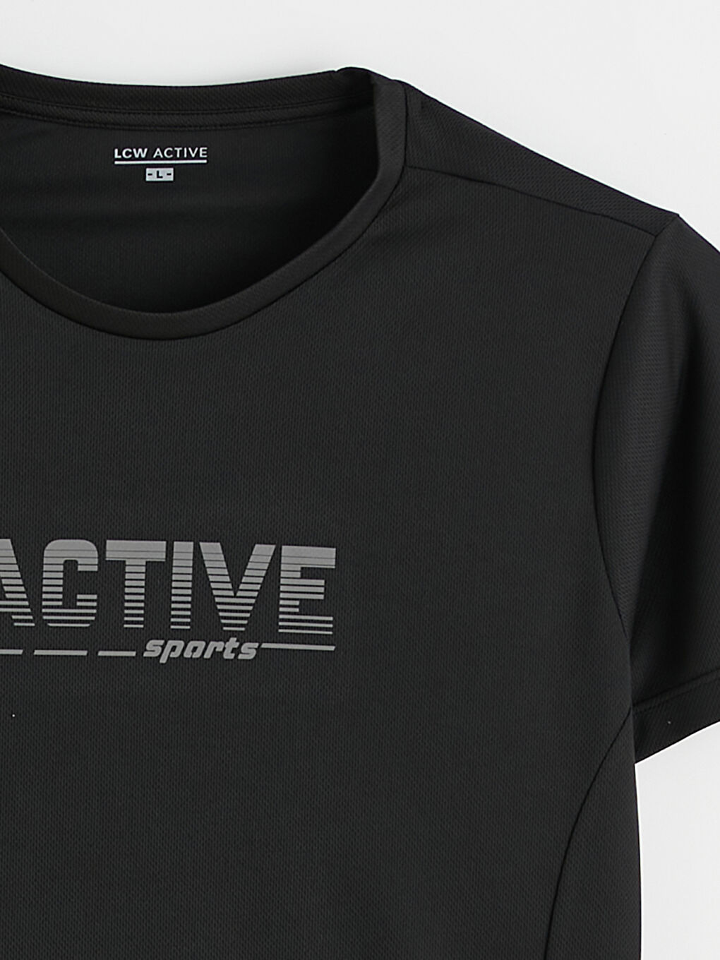 Siyah Bisiklet Yaka Baskılı Erkek Spor Tişört-5