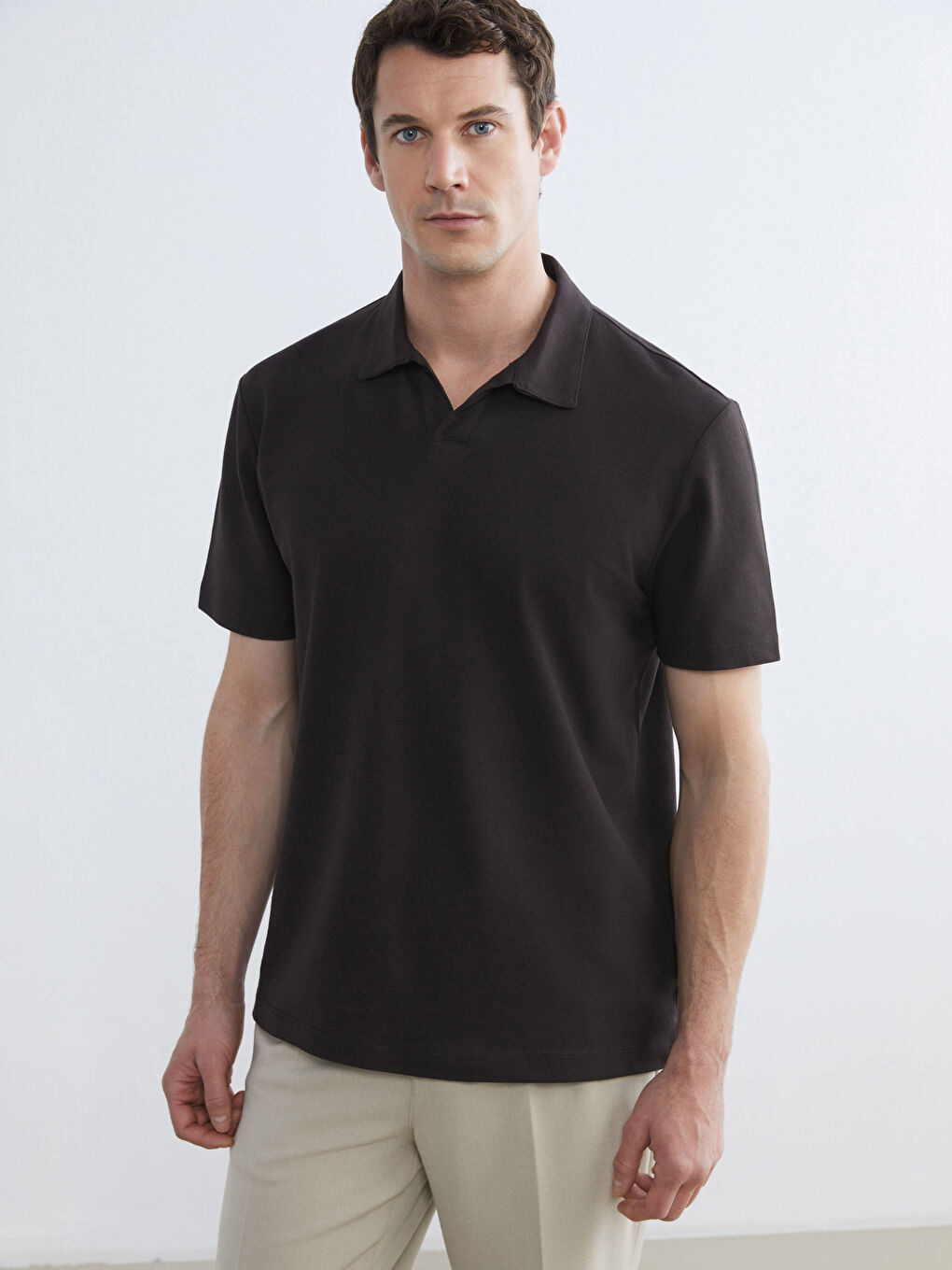 Kahverengi Polo Yaka Pike Erkek Tişört 