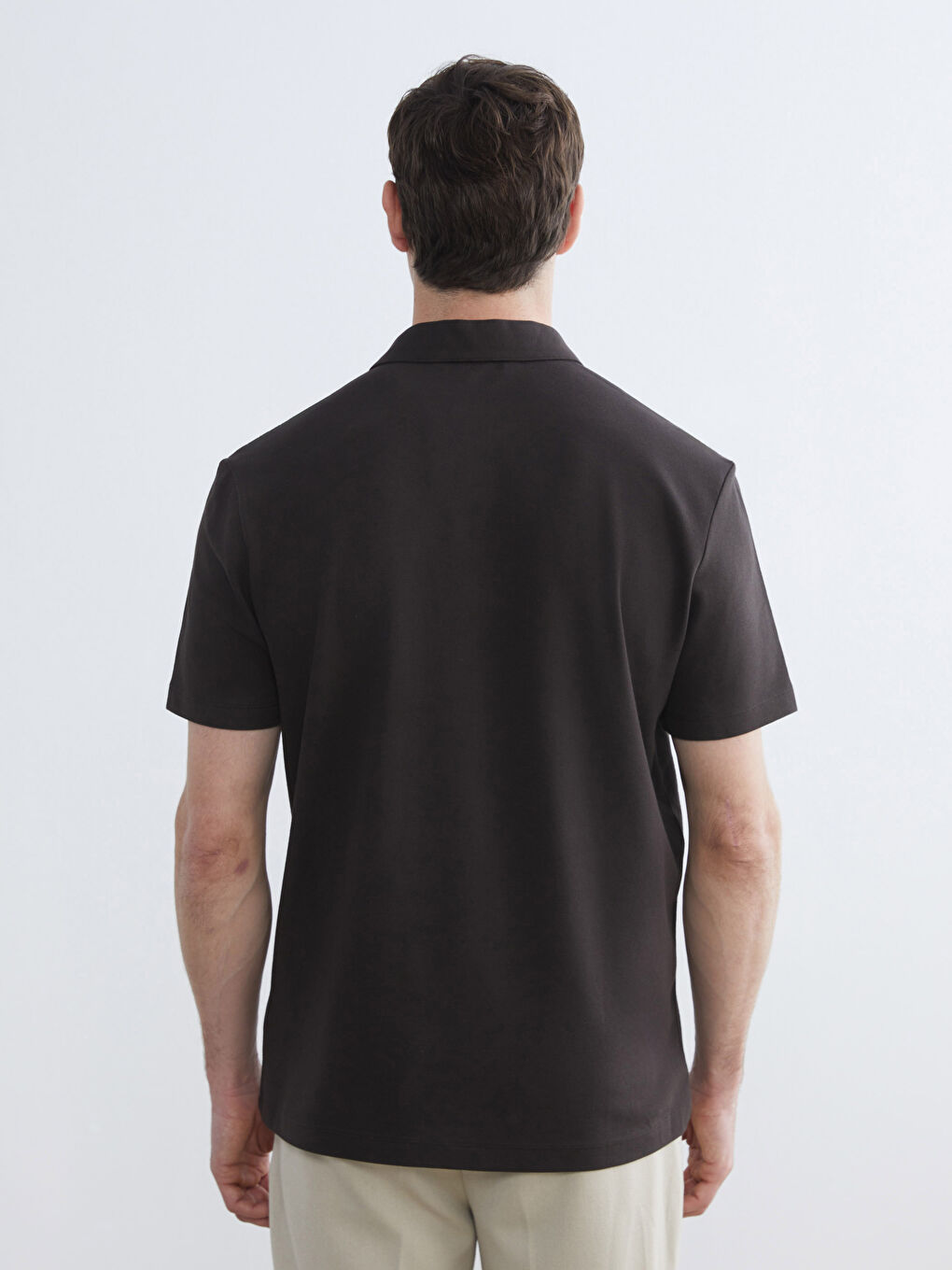 Kahverengi Polo Yaka Pike Erkek Tişört -3