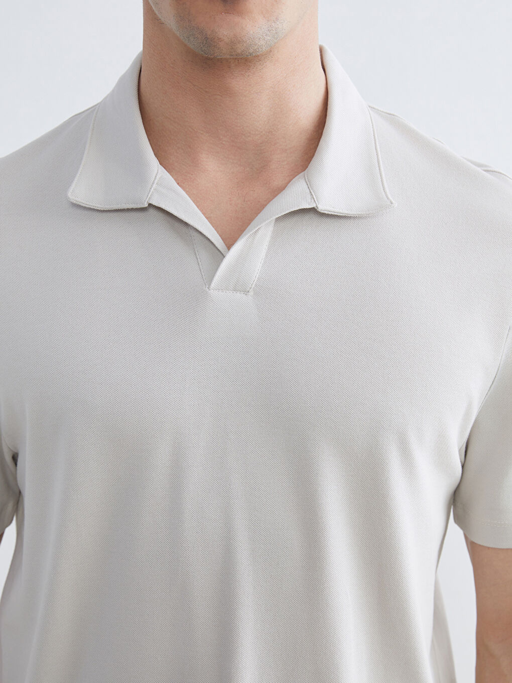 Bej Polo Yaka Pike Erkek Tişört -2