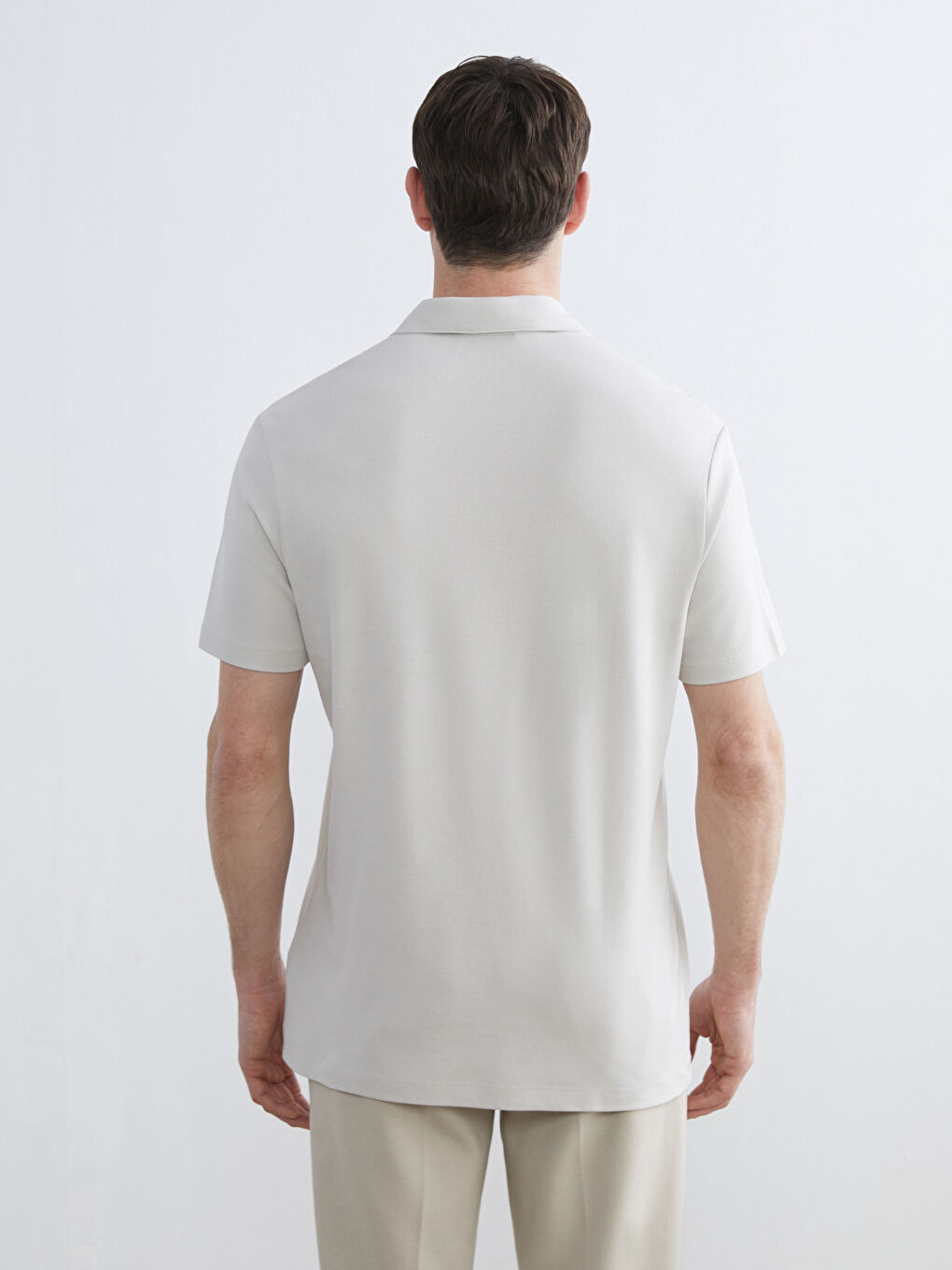 Bej Polo Yaka Pike Erkek Tişört -3